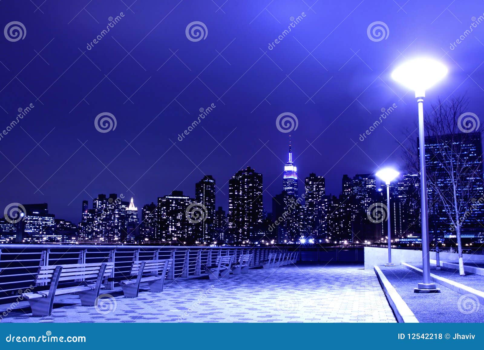 New York City Skyline at Night Lights Stock Photo Image of financial, east 12542218