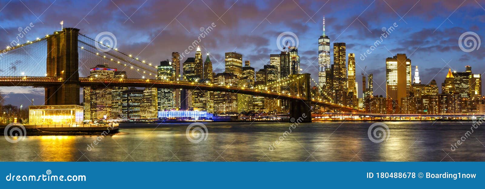 new york city skyline night manhattan town panorama brooklyn bridge world trade center