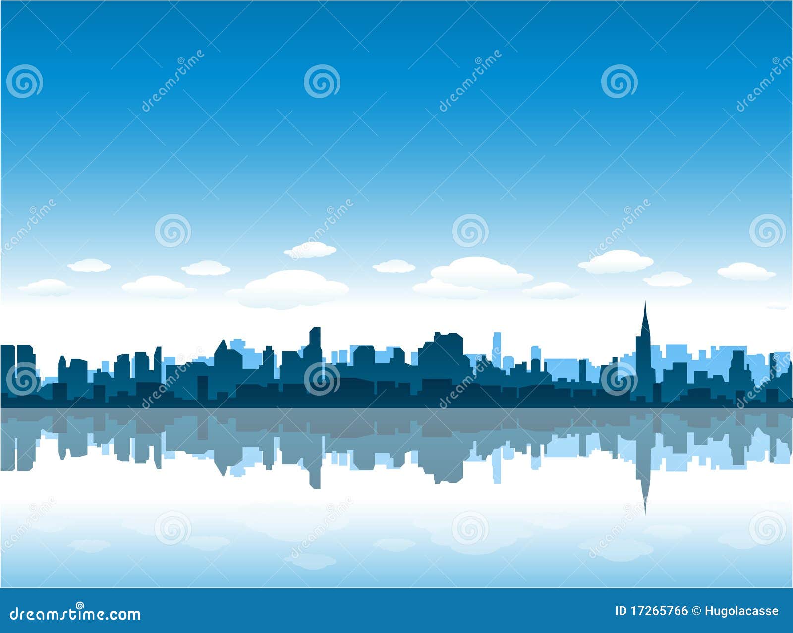 new york city skyline reflect on water