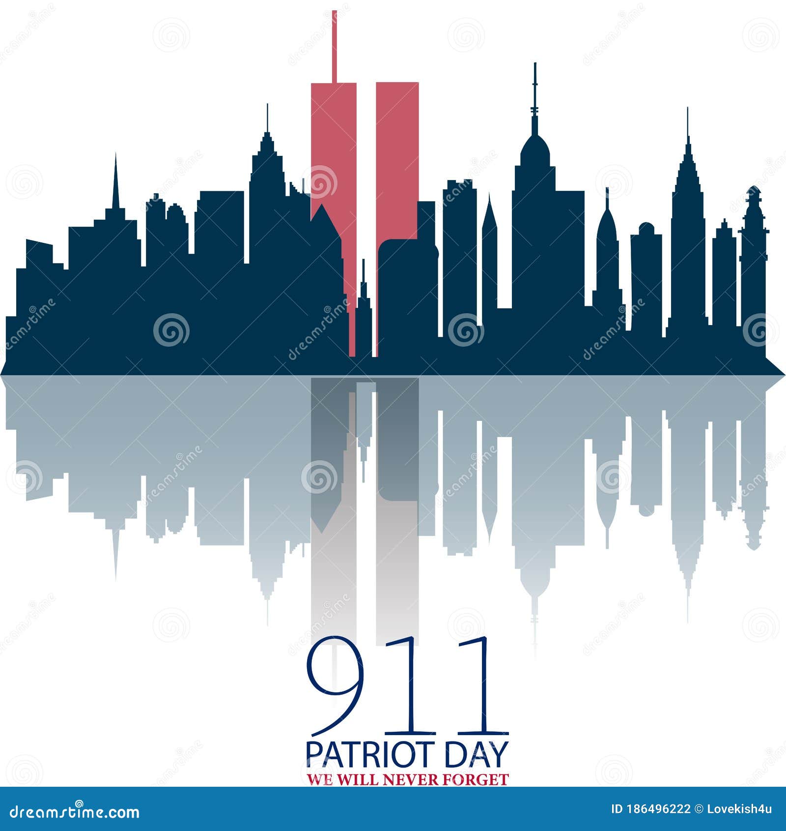 new york city skyline with twin towers.  09.11.2001 american patriot day anniversary banner