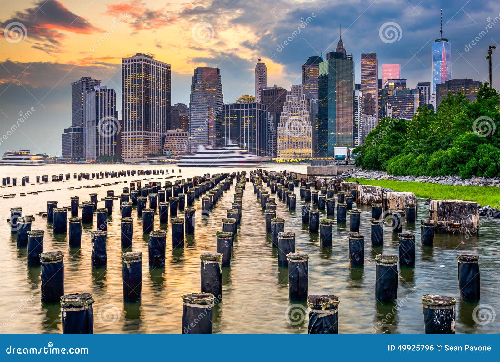 New York City Skyline. New York City, USA city skyline on the East River.