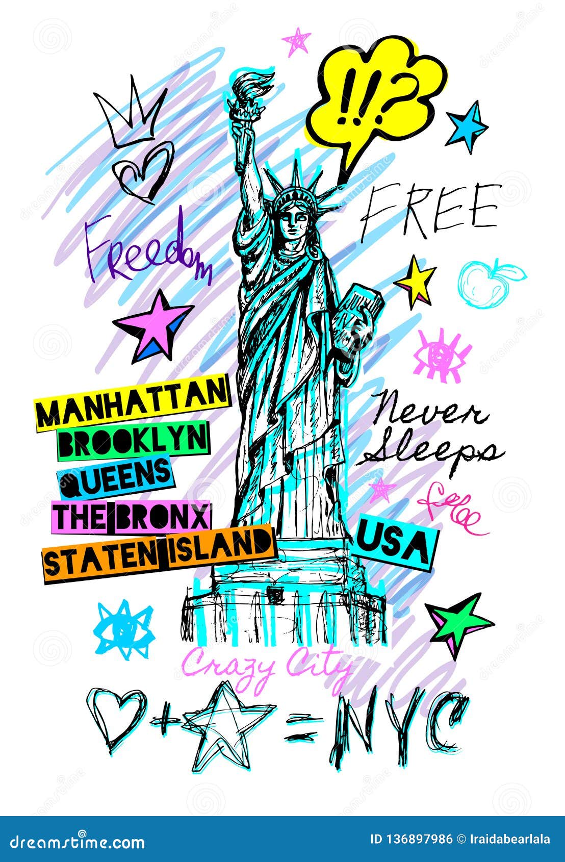 Liberty And Freedom Conceptual Illustration. Hand With Torch Vector ...
