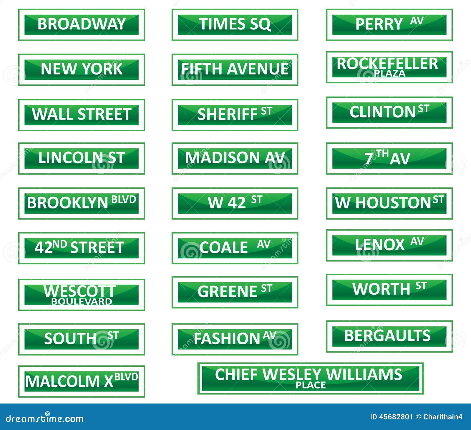 New York city street signs stock vector. Illustration of brooklyn