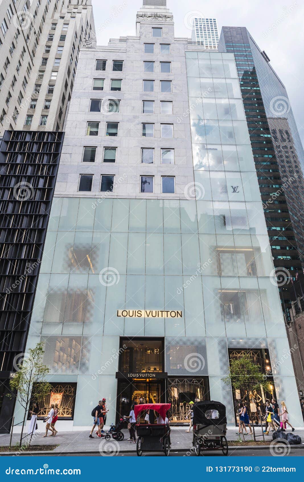 Louis Vuitton, Luxury Clothing Store, In Fifth Avenue 5th Avenue With People Around In Editorial ...