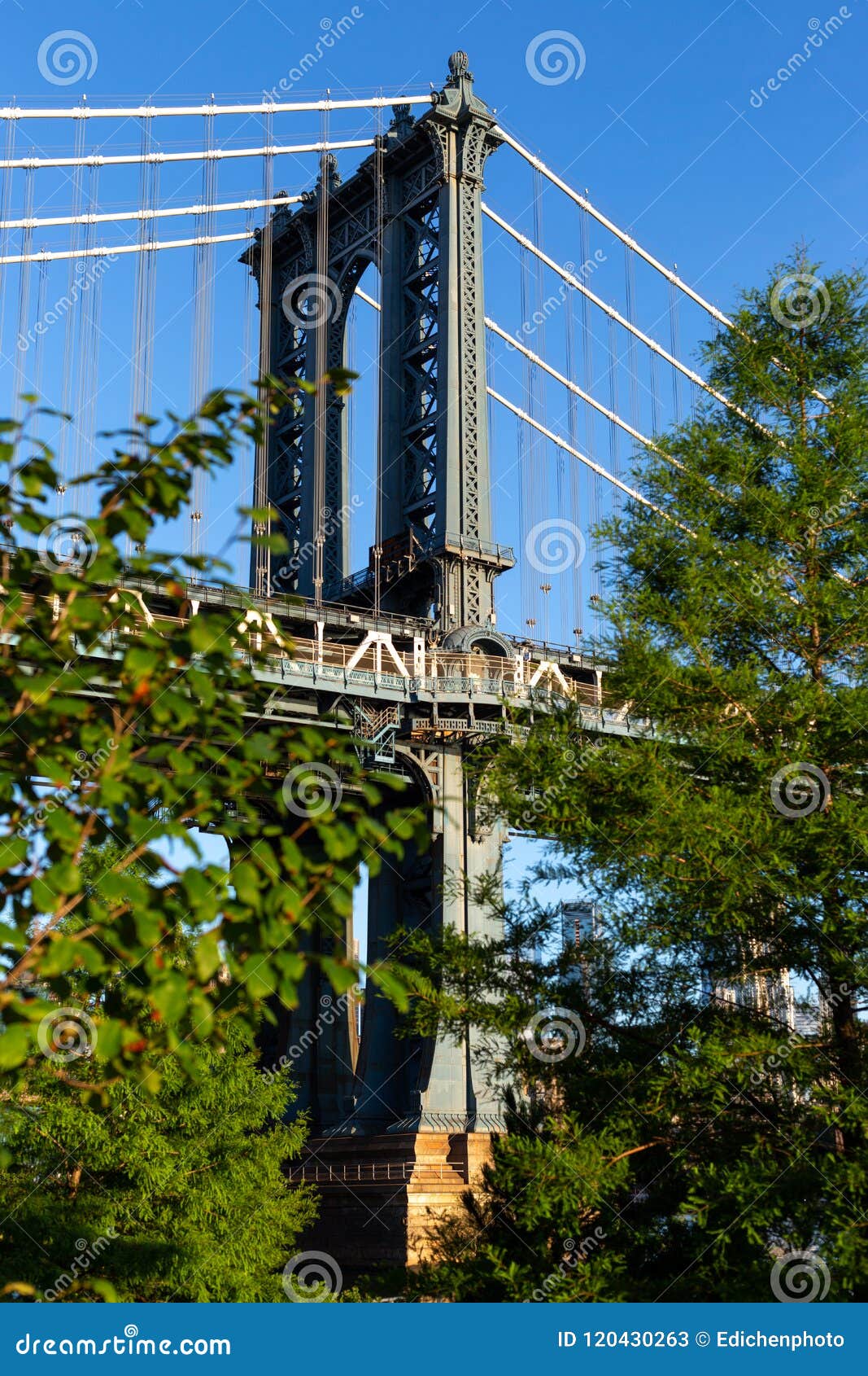 New York City / USA - JUN 25 2018: Brooklyn Bridge Park at Sunrise ...