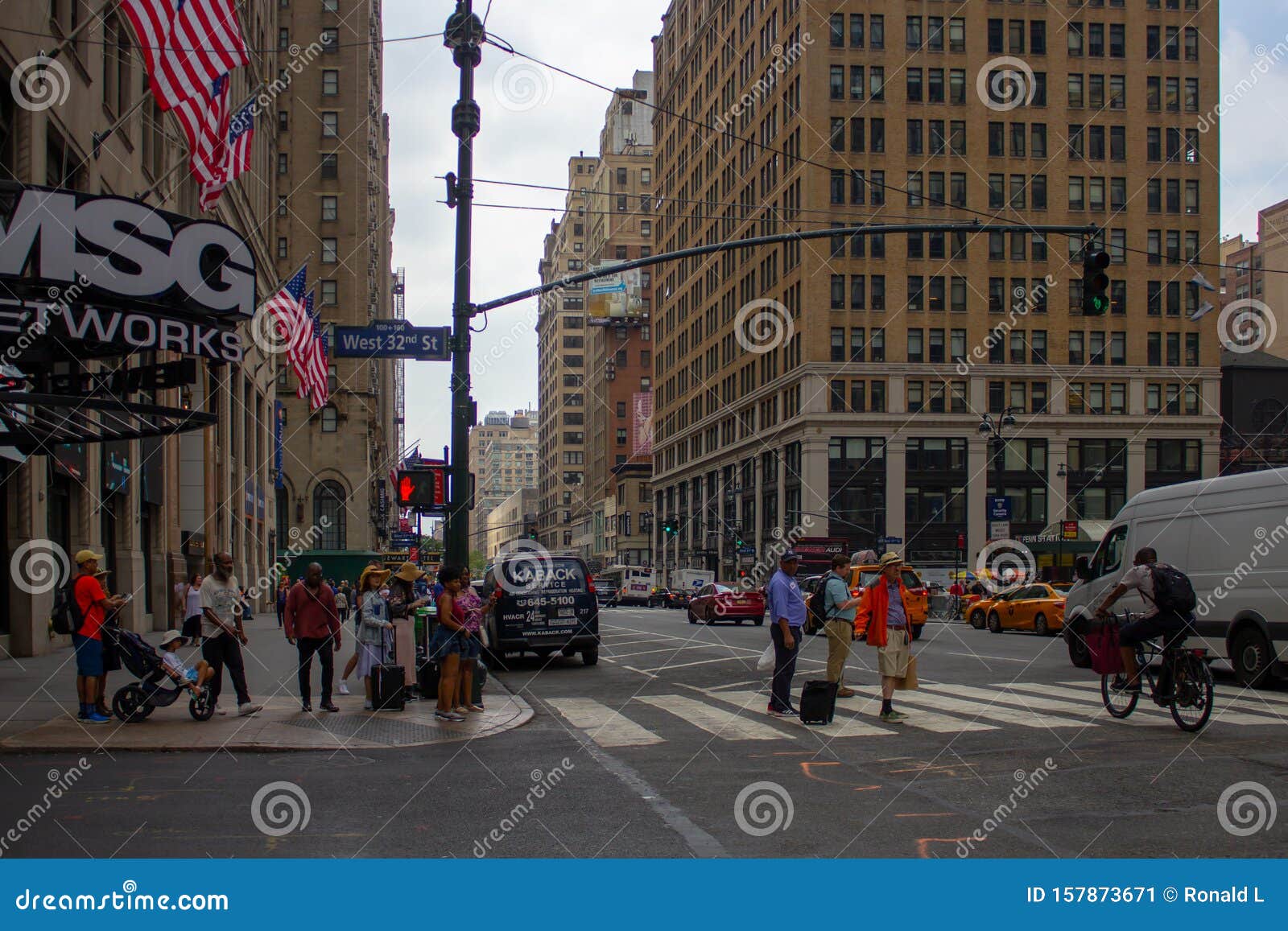 West 32nd Street in New York City Editorial Photo Image of background
