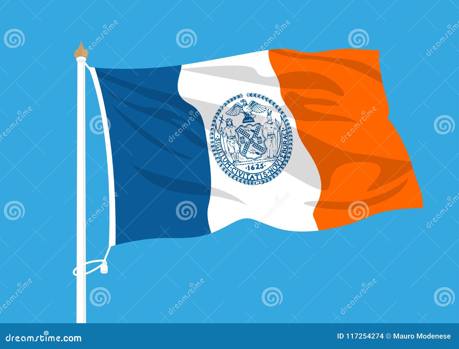 New York flag waving stock illustration. Illustration of national