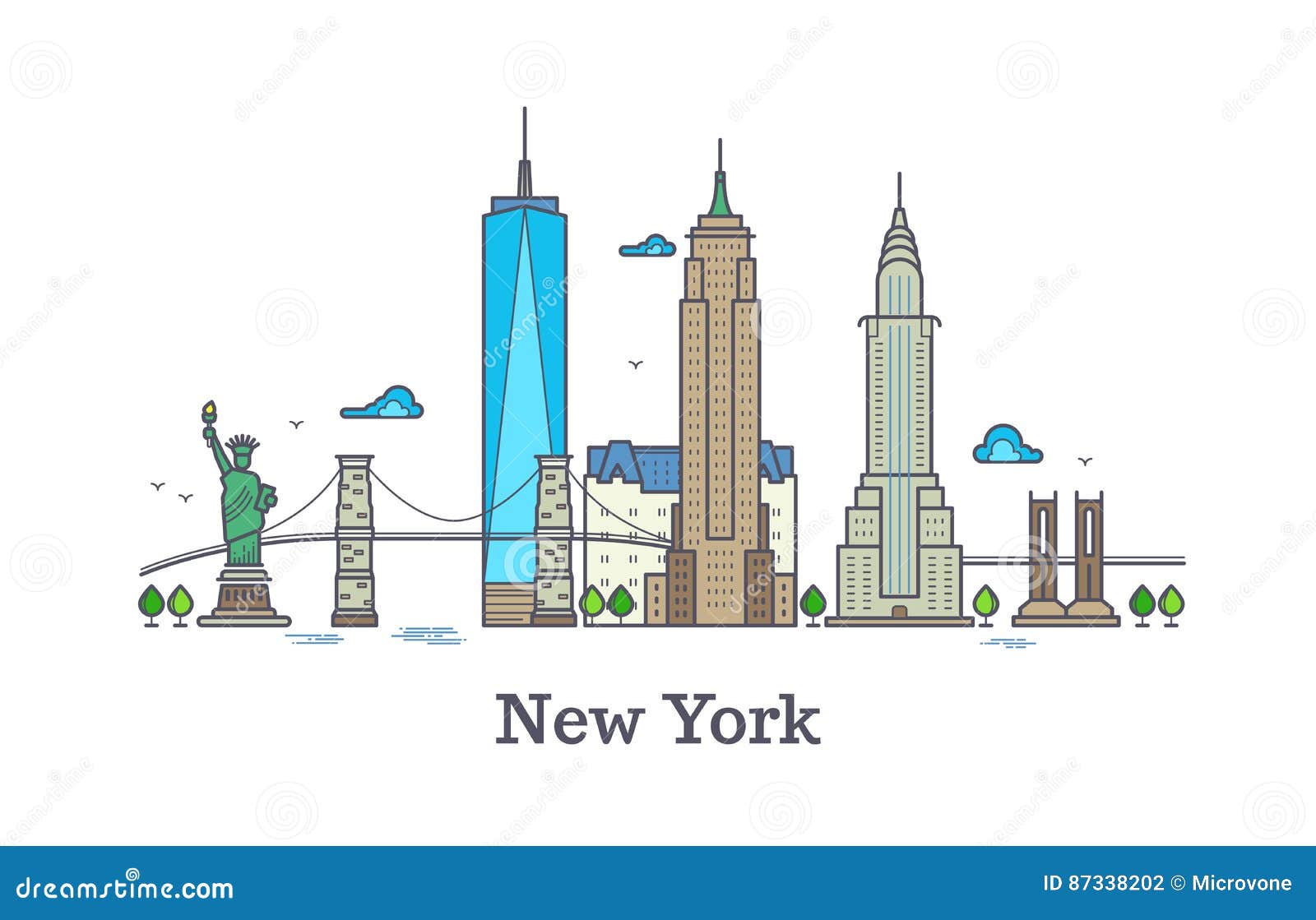 new york line  , nyc silhouette outline panorama, america skyline  