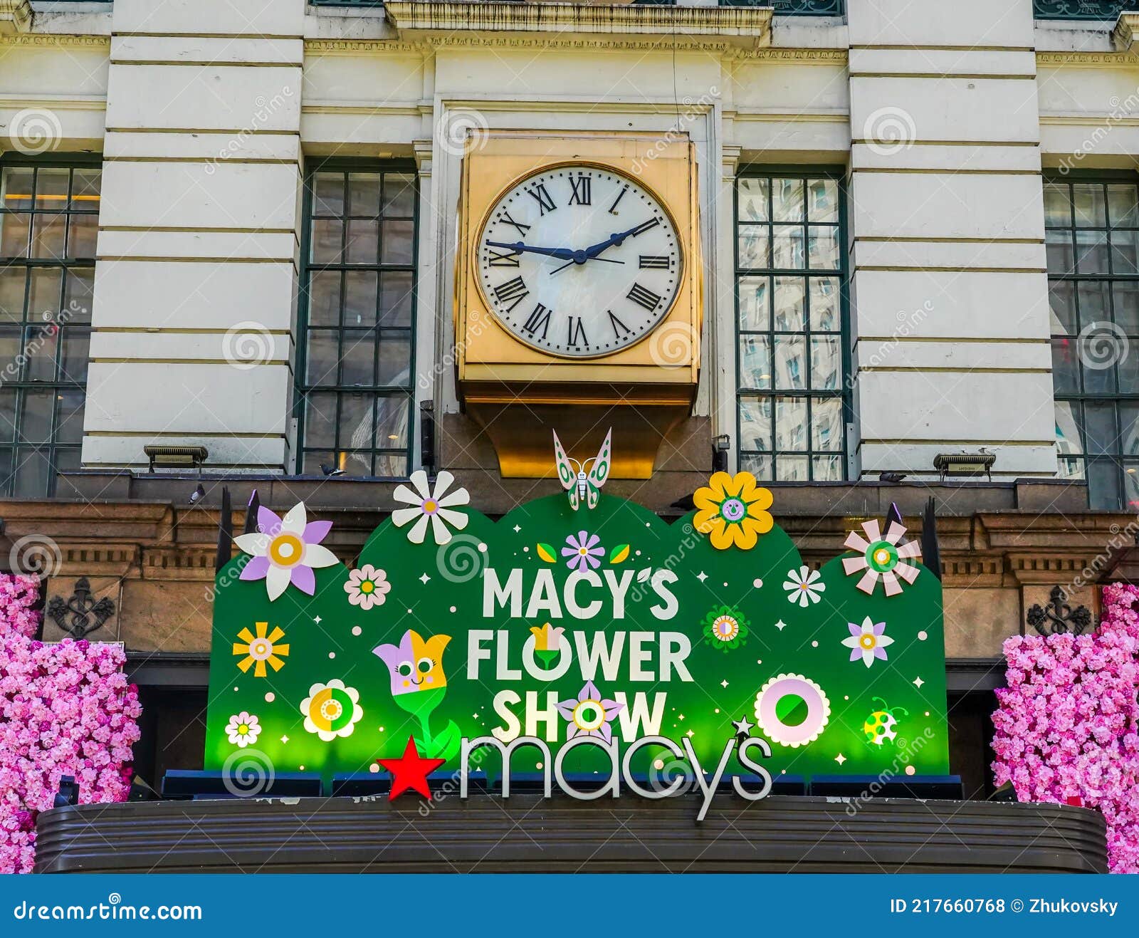 Entrance Sign at the Macy`s Herald Square during Famous Macy`s Annual