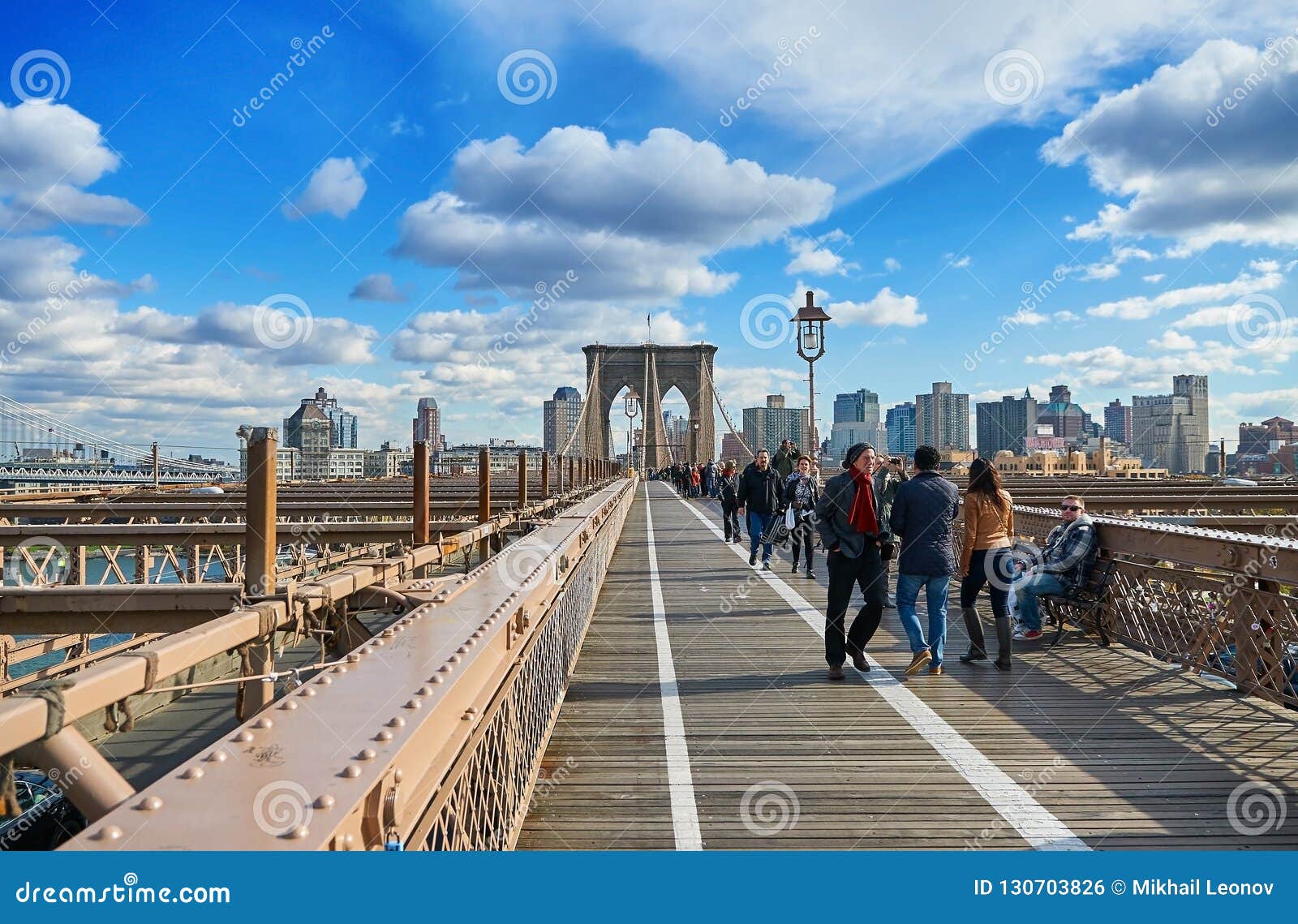new york, oct,25, 2013: view on famous nyc brooklyn bridge