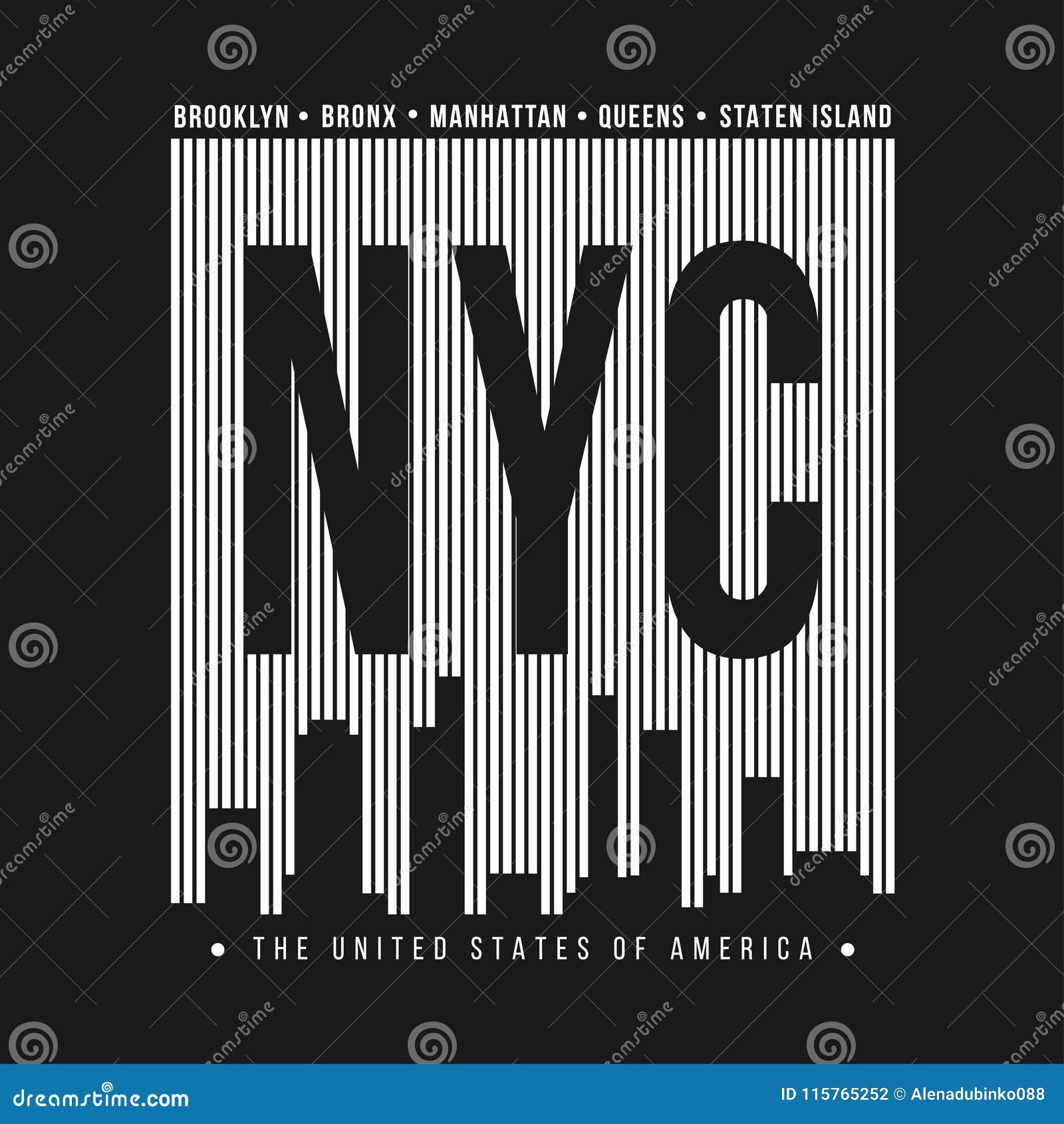 New York per la stampa della maglietta Siluetta dell'orizzonte di New York Grafici della maglietta Vettore
