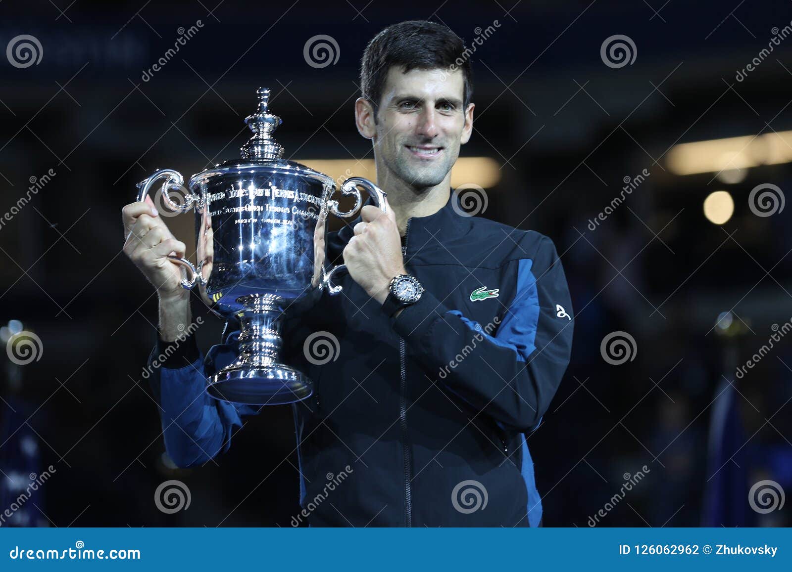 2018 Us Open Champion Novak Djokovic Of Serbia Posing With Us Open Trophy During Trophy Presentation After His Final Match Victory Editorial Photography Image Of Flushing Champion 126062962