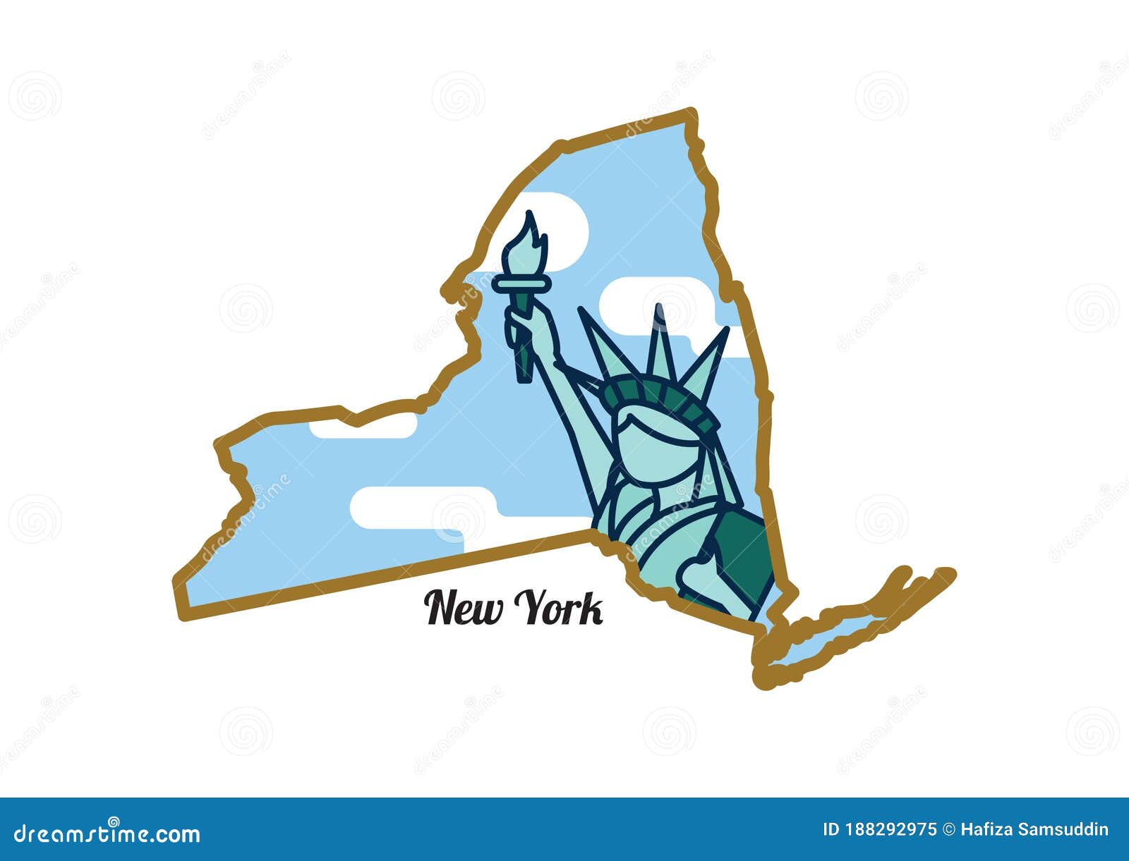 New York State Map. Vector Illustration Decorative Design Stock Vector