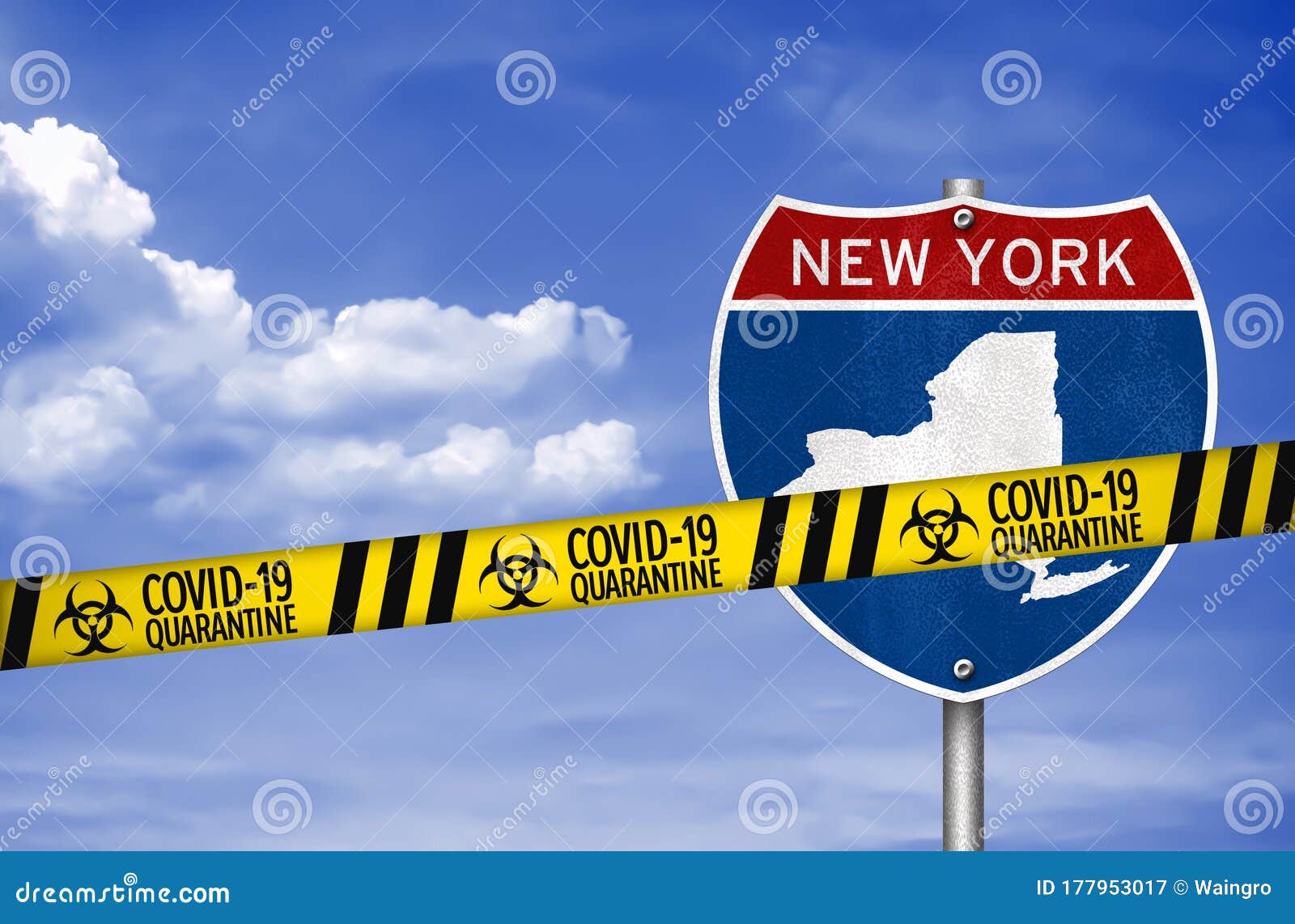 New York Under Quarantine Roadsign Concept Stock Image Image of