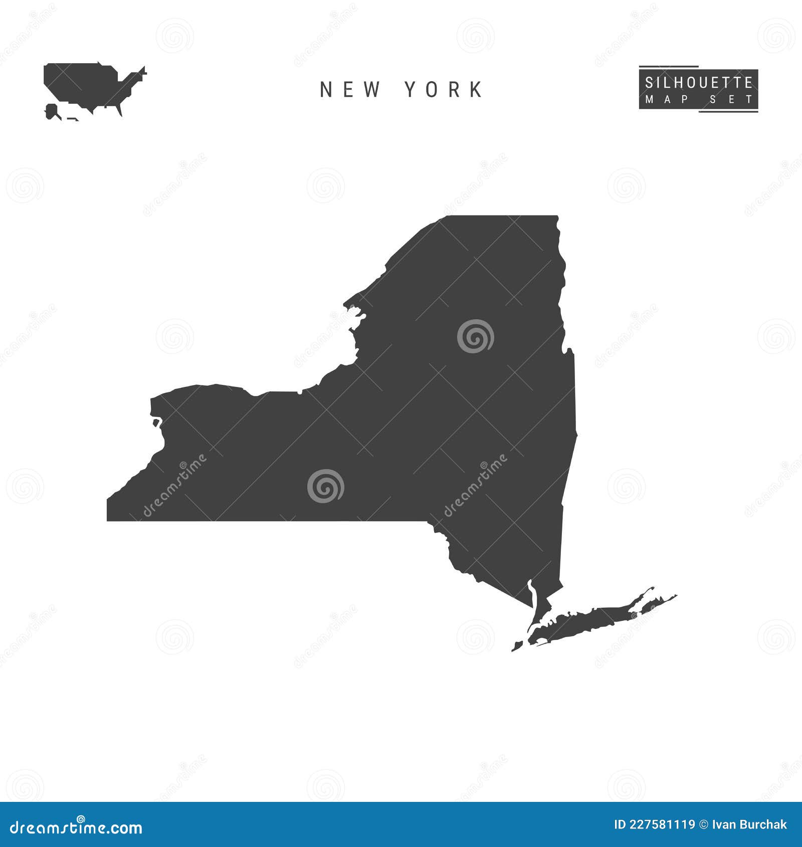 New York US State Vector Map Isolated on White Background. High