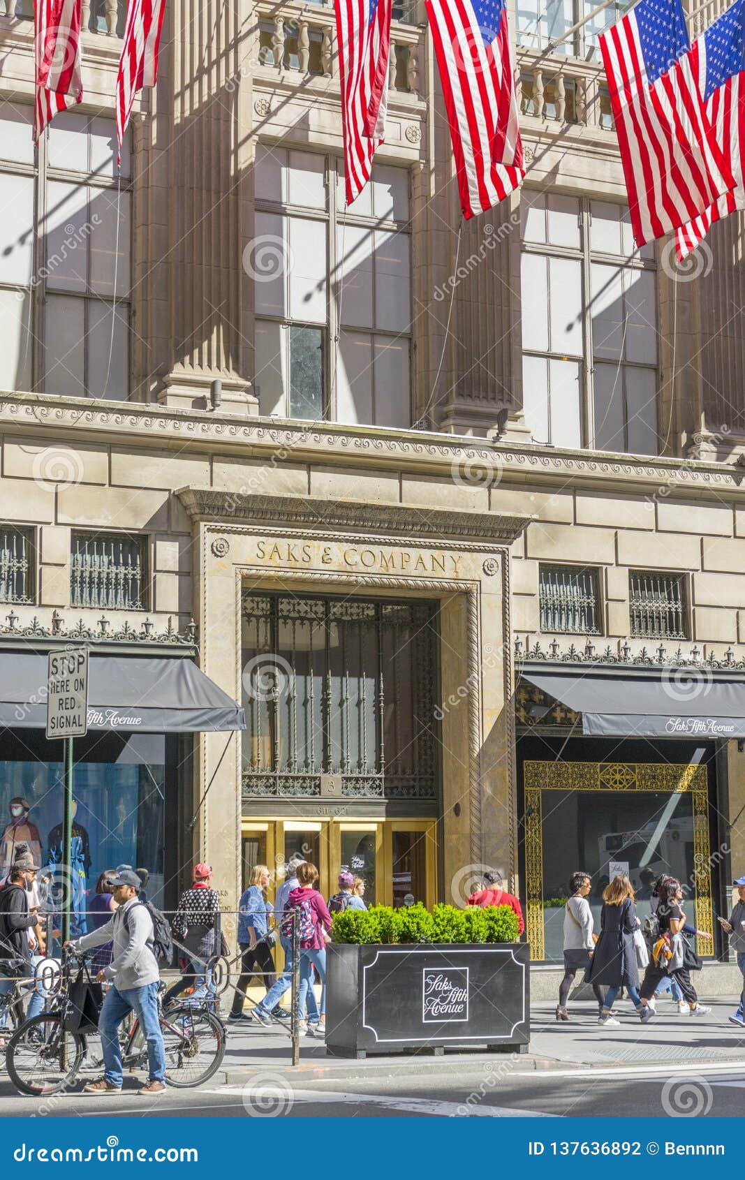 Many Flags on the Facade of the Saks Fifth Avenue Department Store in ...