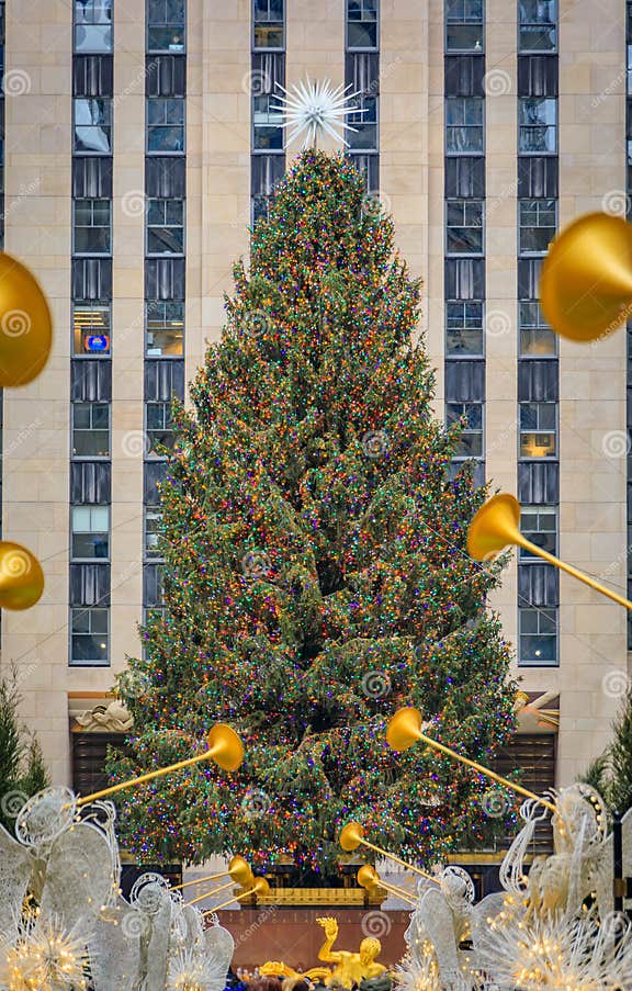 The Rockefeller Center Christmas Tree and Decorations in Manhattan, New