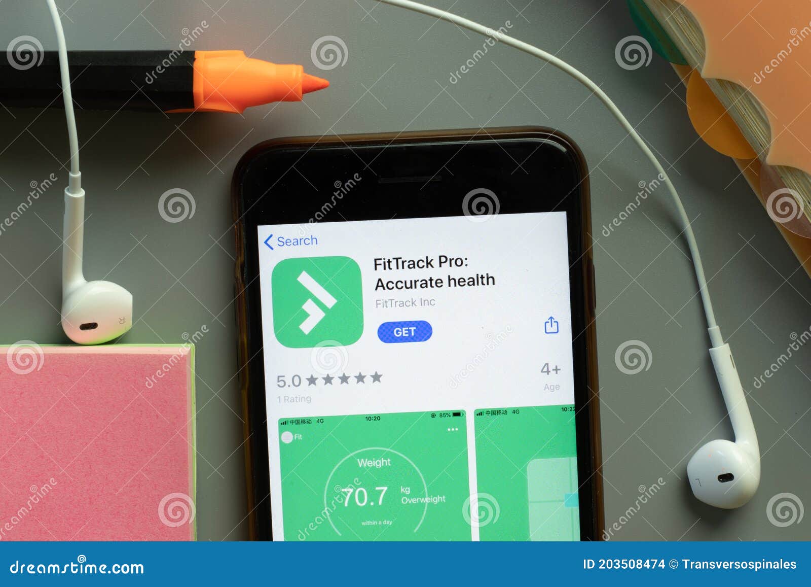 New York, USA 1 December 2020 FitTrack Pro Mobile App Icon on Phone