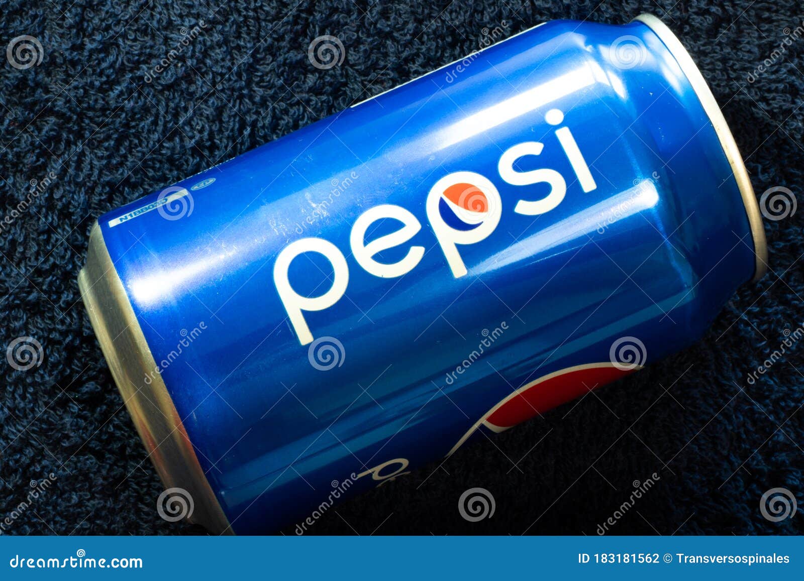 New York, USA - 15 May 2020: Can of Pepsi Close-up Top View. Brand Logo ...
