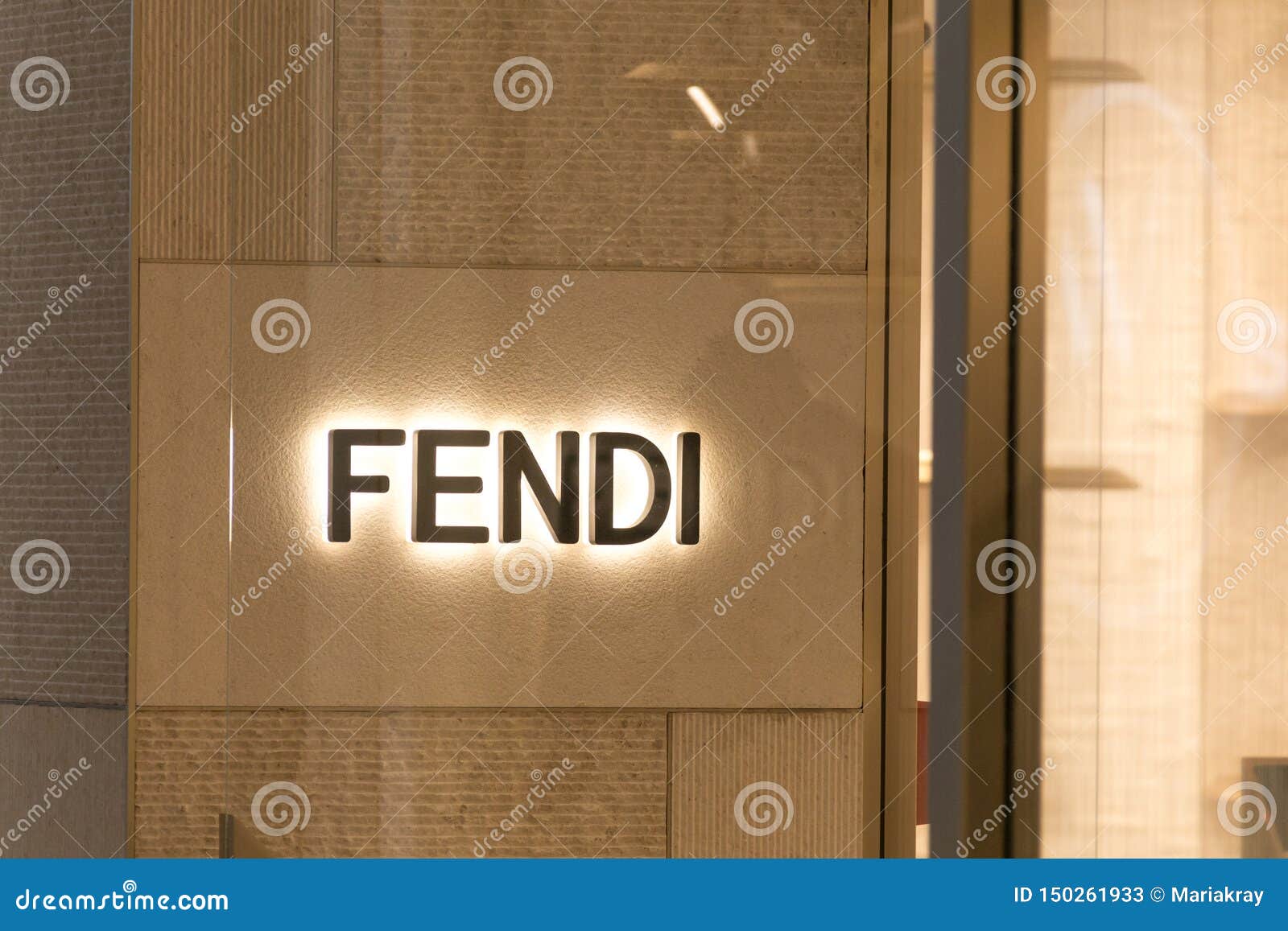 NEW YORK, USA - 17 MAY, 2019: Fendi Logo at the Entrance To a Fendi ...