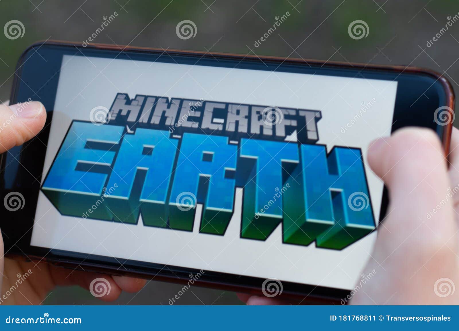 New York, USA - 1 May 2020: Minecraft Earth App Logo Close-up on