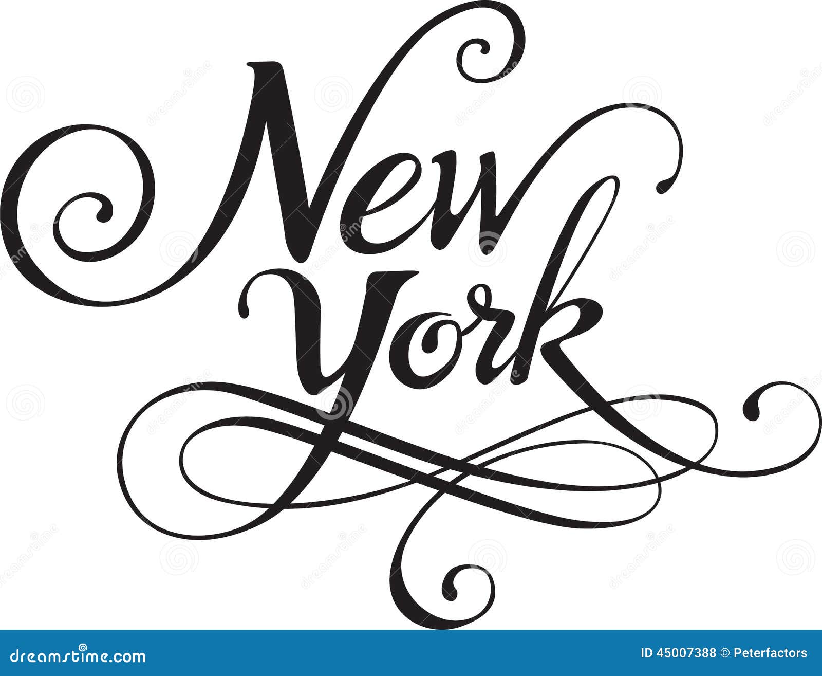 New York stock vector. Illustration of swirl, hand, swash ...