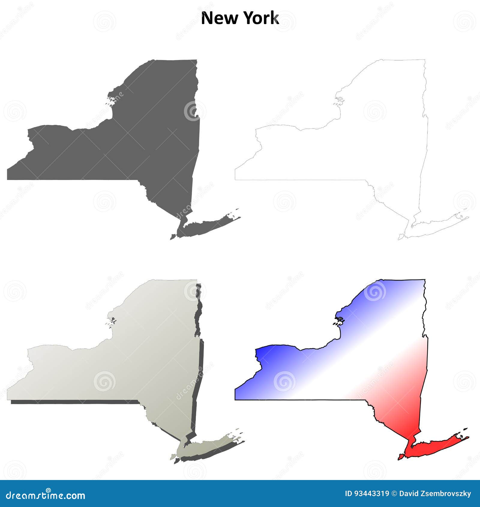 New- Yorkentwurfskartensatz. Vektorentwurfs-Kartensatz des Staat- New-Yorkfreien raumes