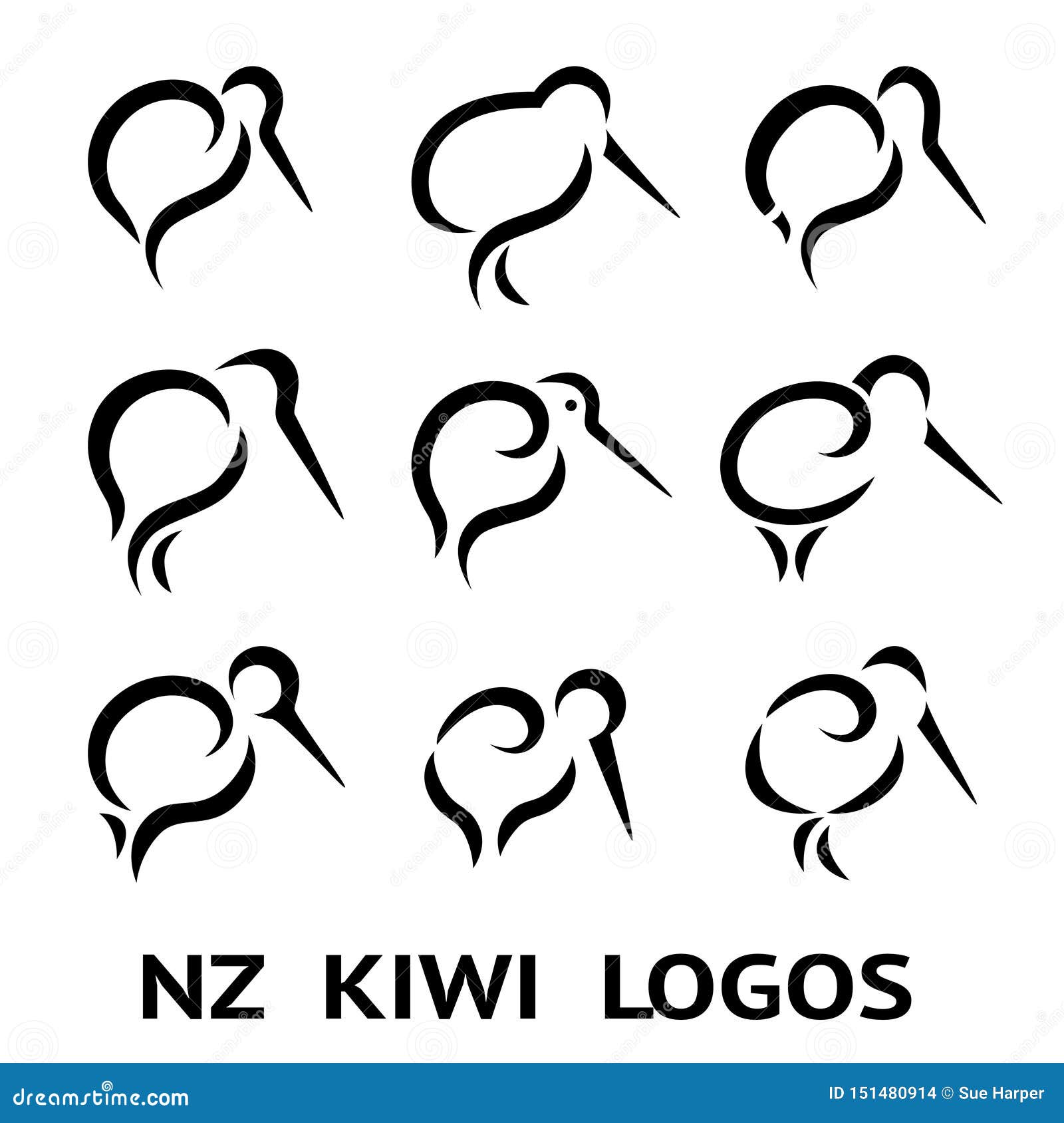 New Zealand Kiwi Bird Logo Or Tattoo With Maori Style Koru Icon Design Stock Illustration Illustration Of Bird National
