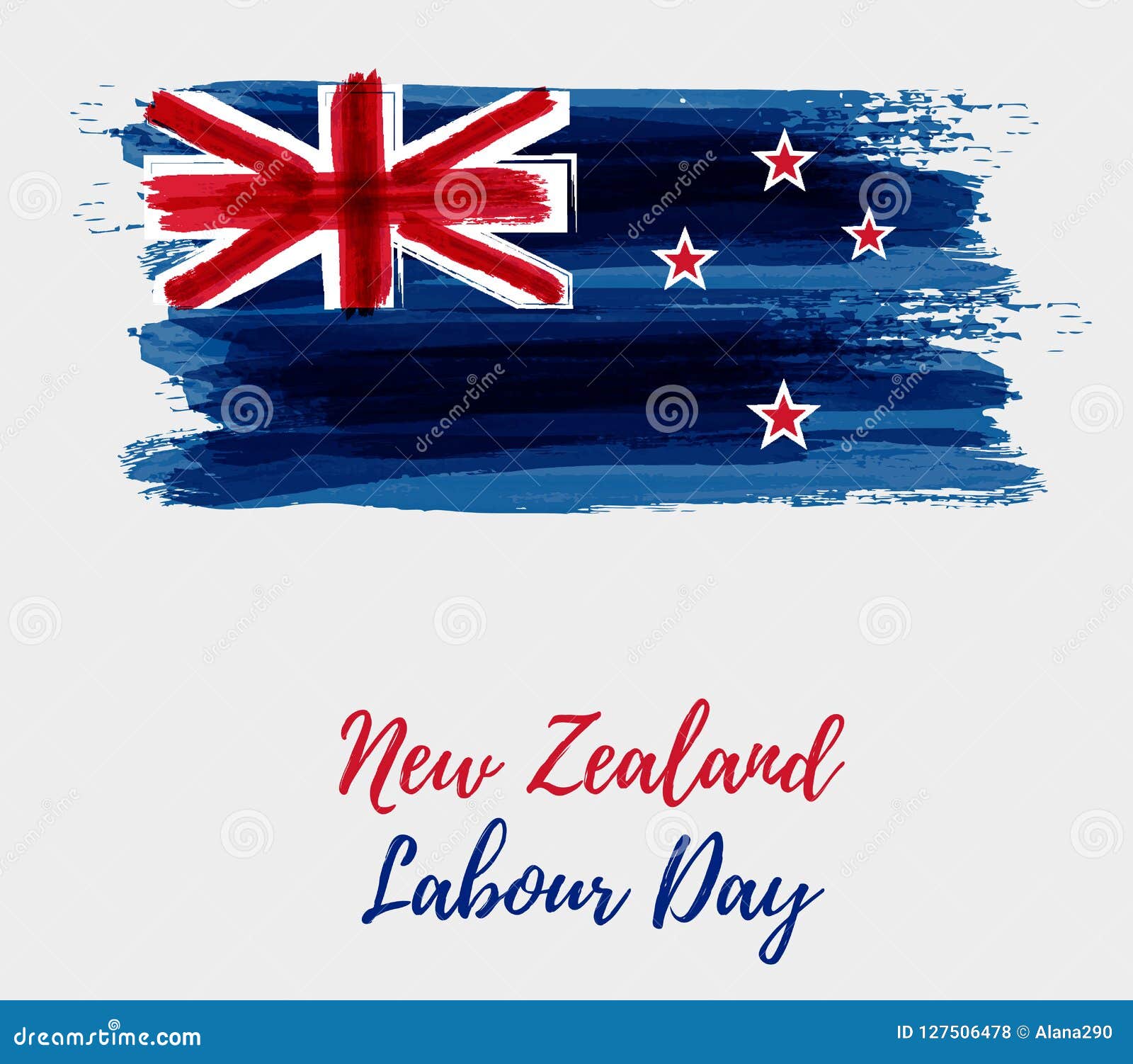 New Zealand Labour Day Holiday Stock Vector Illustration of brushed