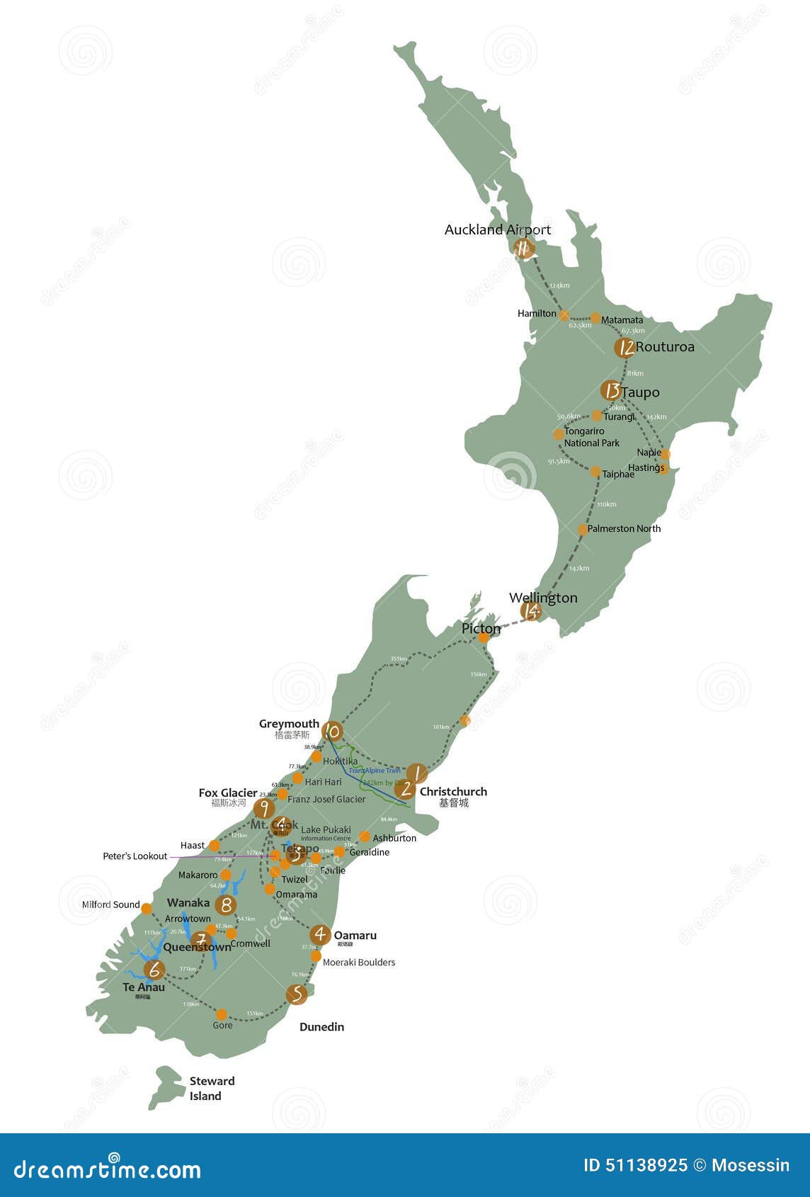 New Zealand Map stock image. Image of greymouth, franz 51138925