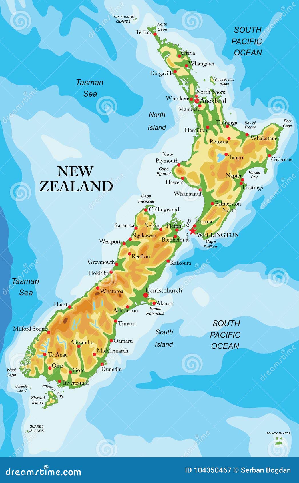 new zealand physical map