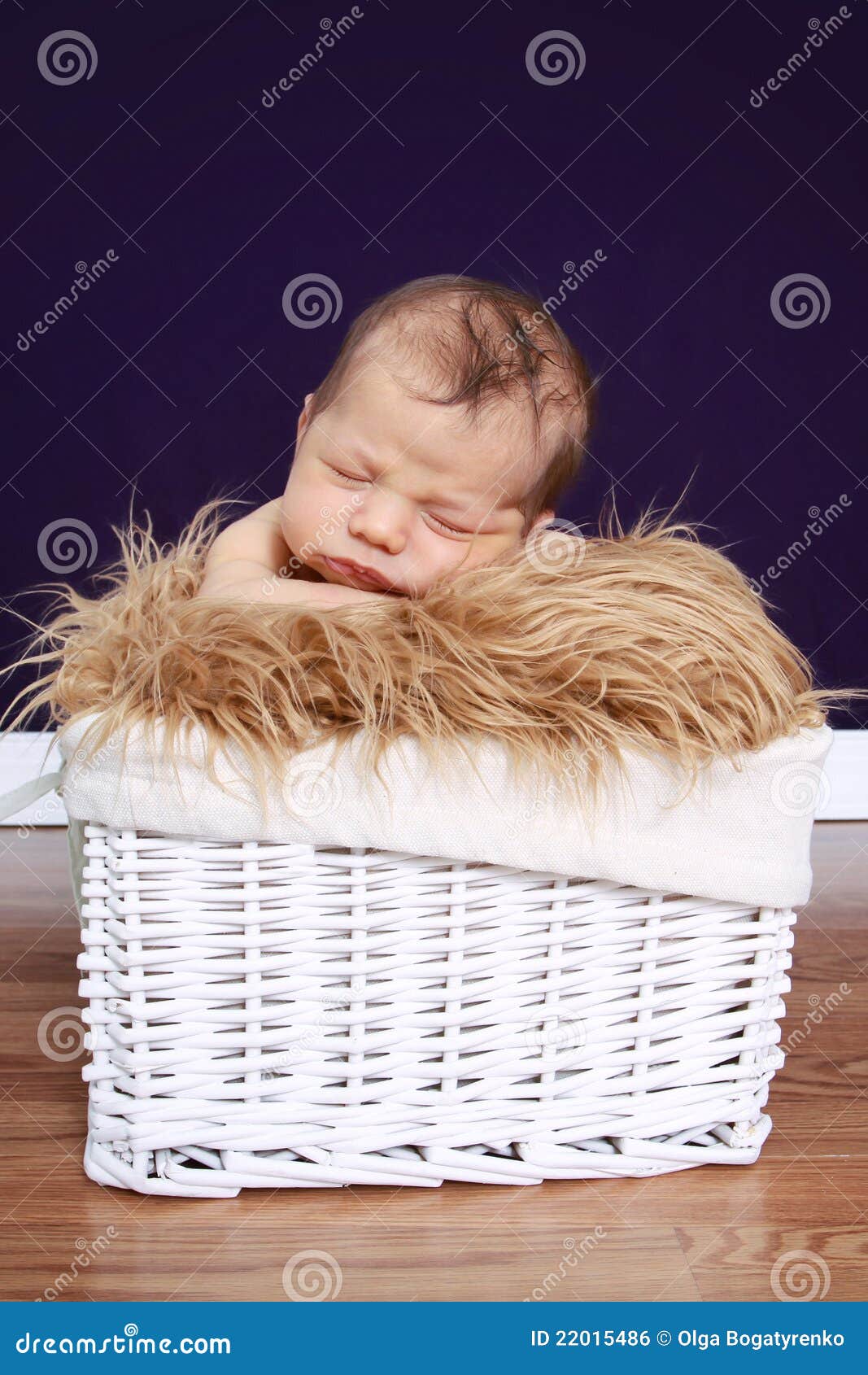 Newborn Baby in Basket stock photo. Image of wood, baby 22015486