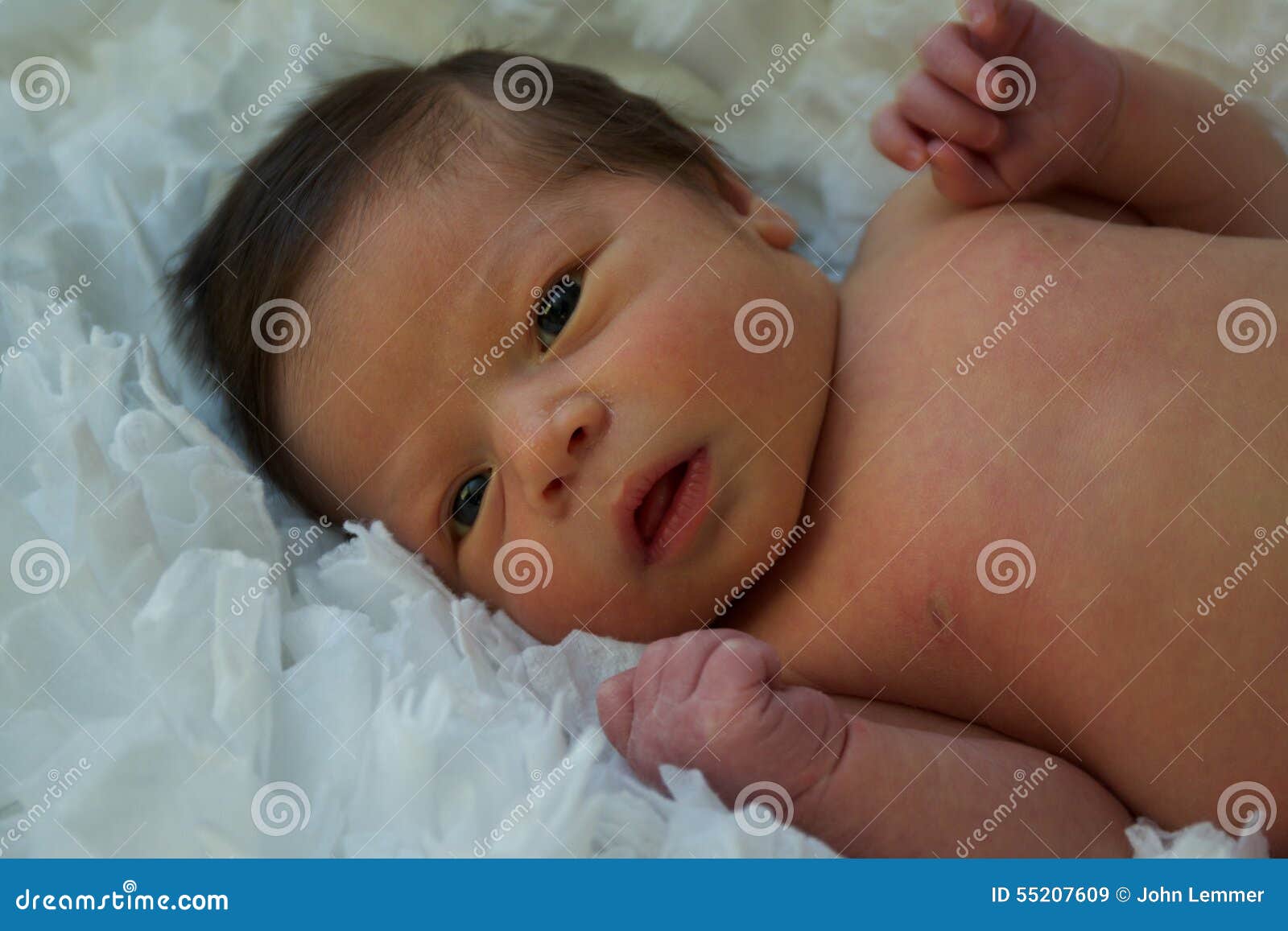 Newborn Baby Boy on Back stock image. Image of side, open 55207609