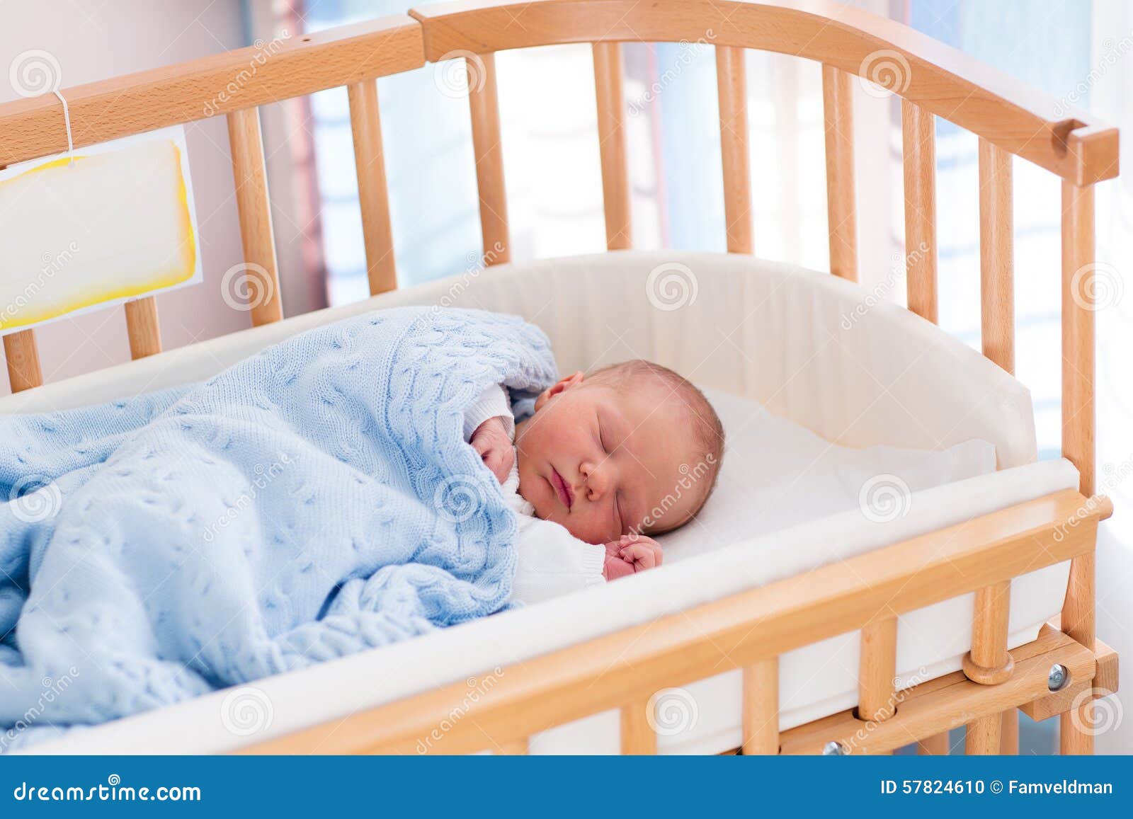 Newborn Baby Boy In Hospital Cot Stock Photo - Image of 