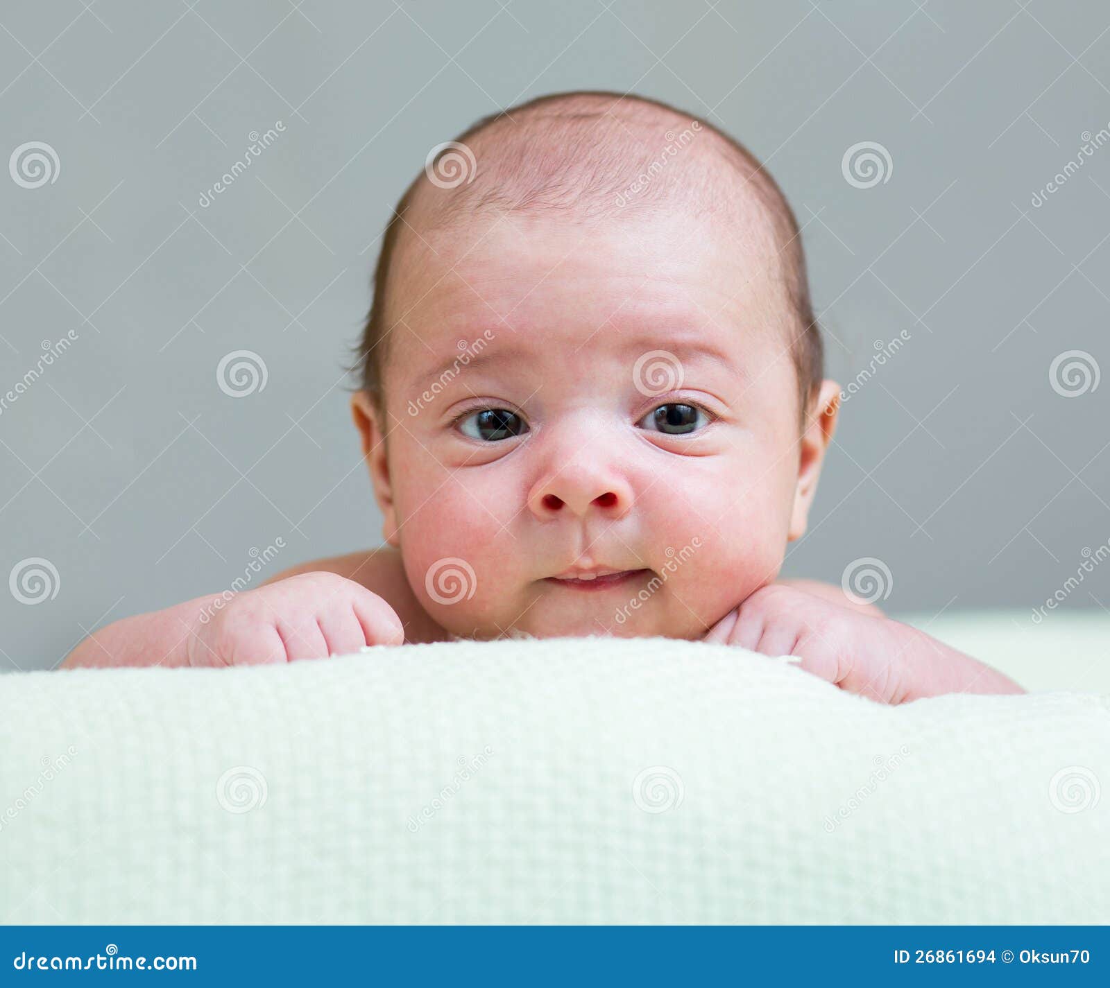 Newborn Baby Boy Lying on His Stomach Stock Photo Image of cheerful