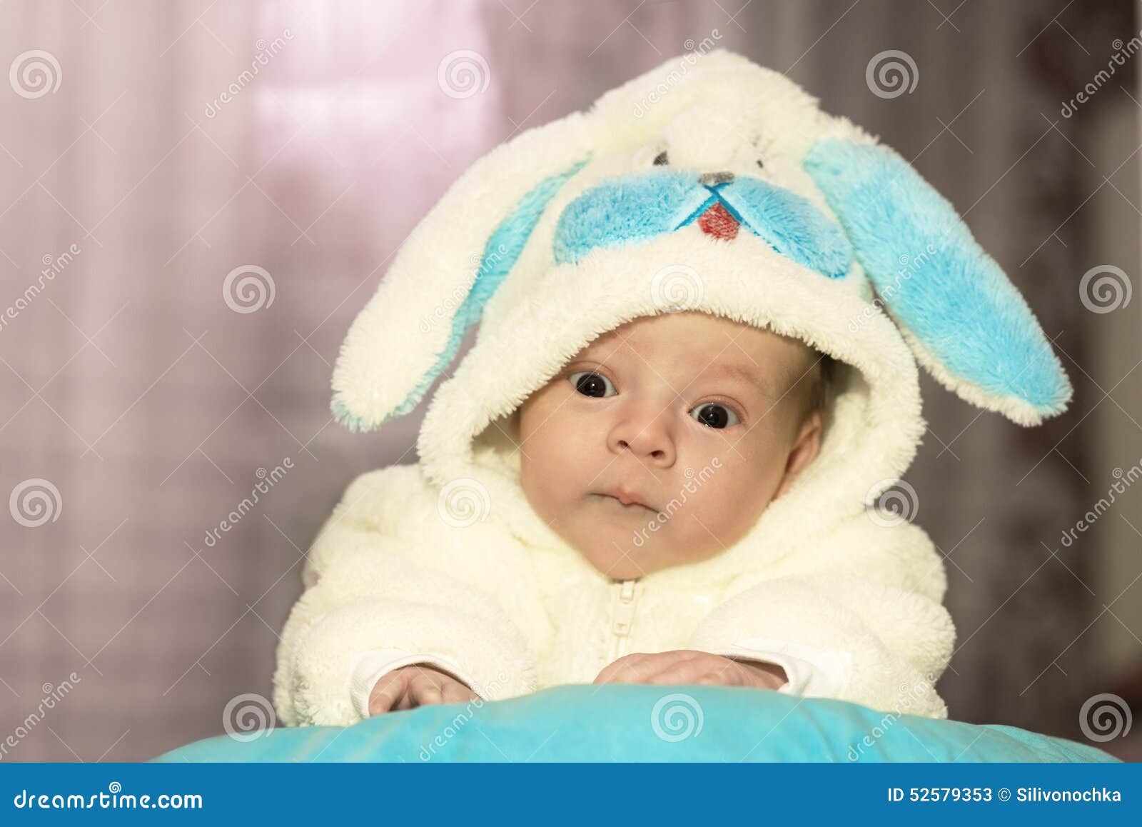 Newborn Baby Dressed in Rabbit Suit Stock Image Image of indoors