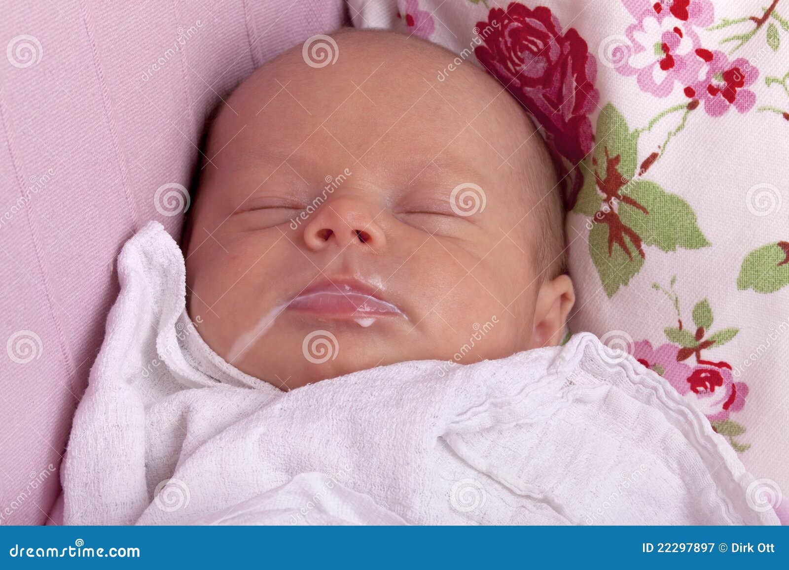 Newborn baby after feeding stock image. Image of cover 22297897