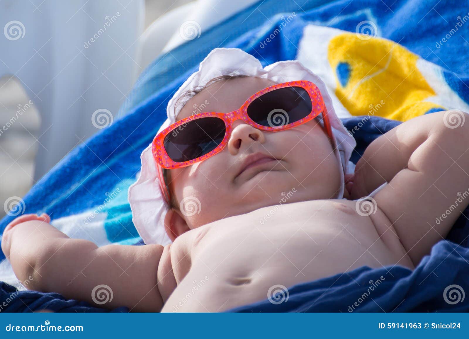 Newborn Baby Girl Sunbathing Stock Image - Image of yellow, holiday