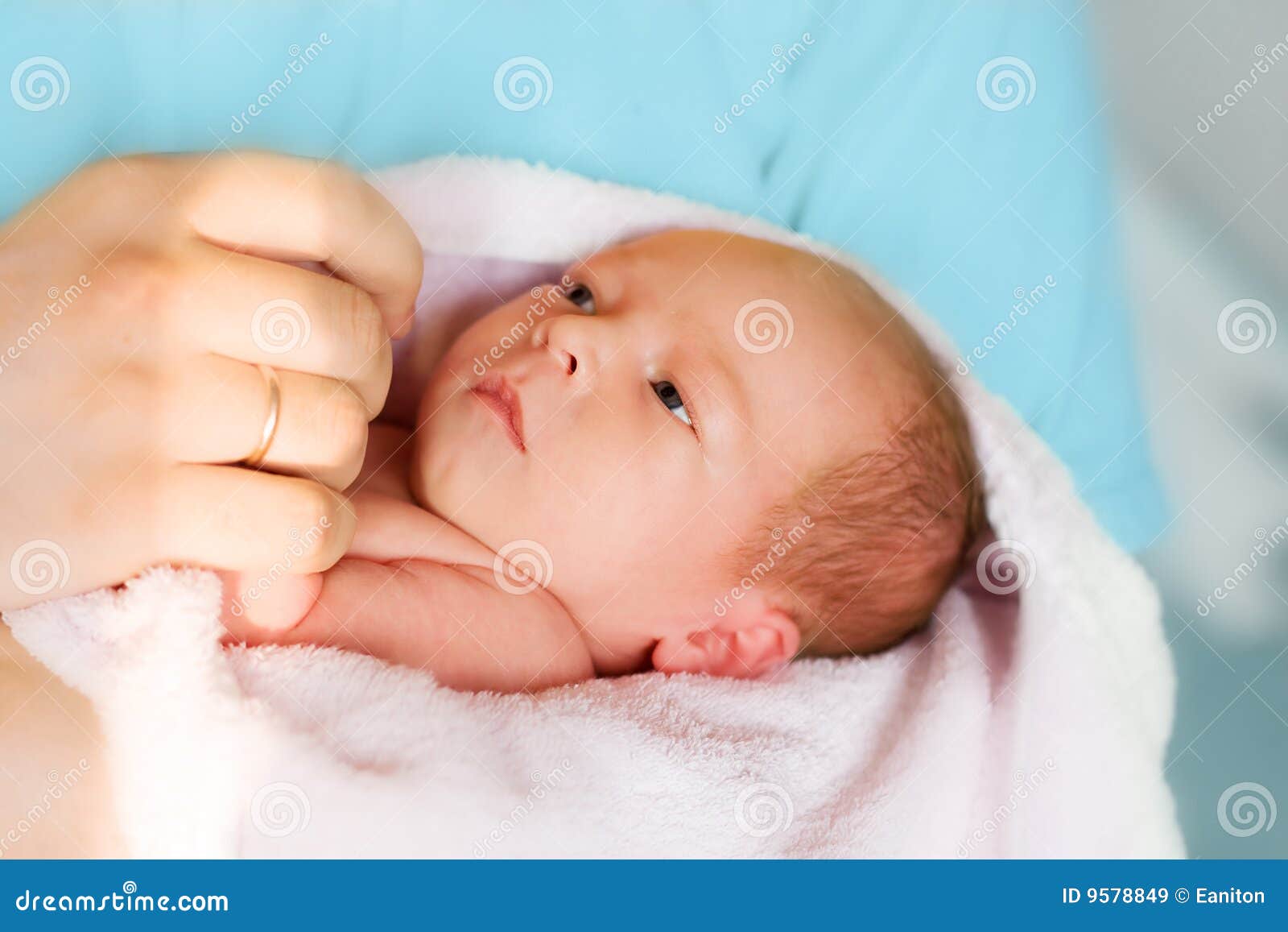 Newborn baby in the hands stock image. Image of face, uniform 9578849