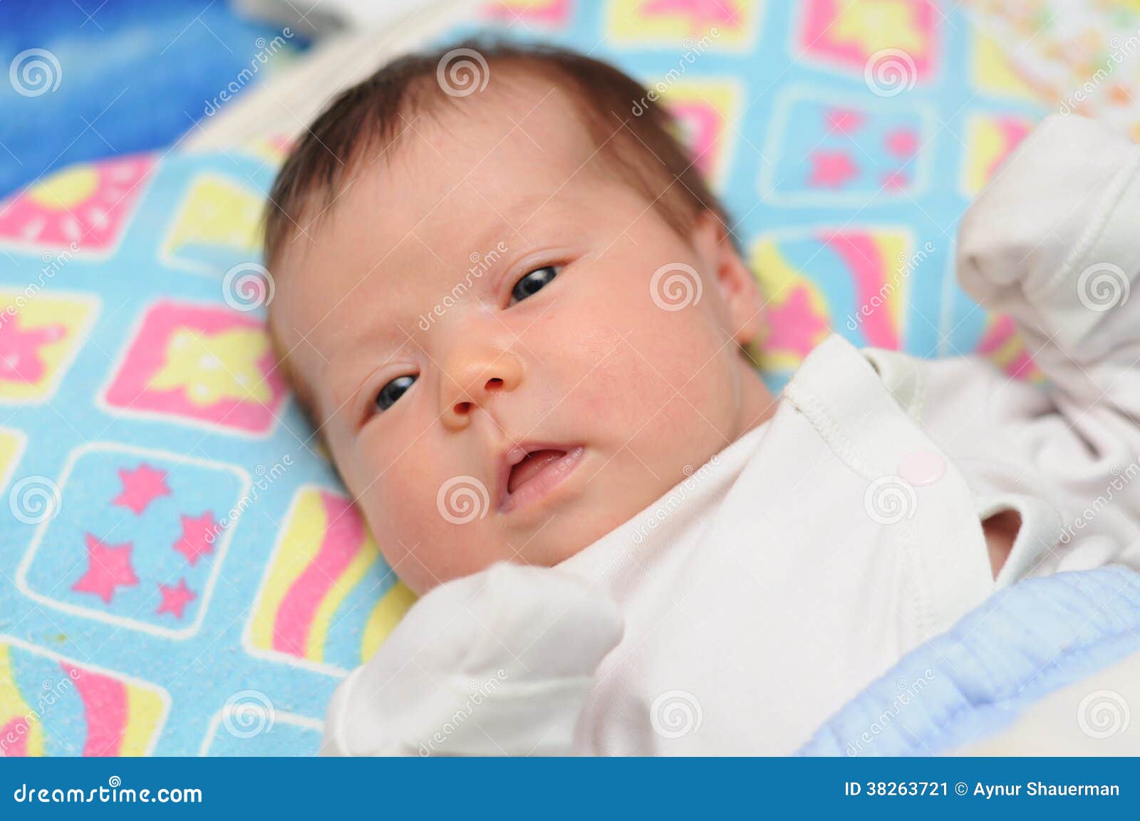 Newborn Baby Looks At You Stock Image Image Of Asleep