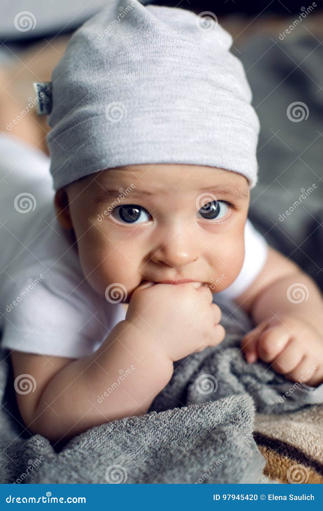 Newborn Baby Lying On The Bed Stock Photo Image Of Caucasian Child