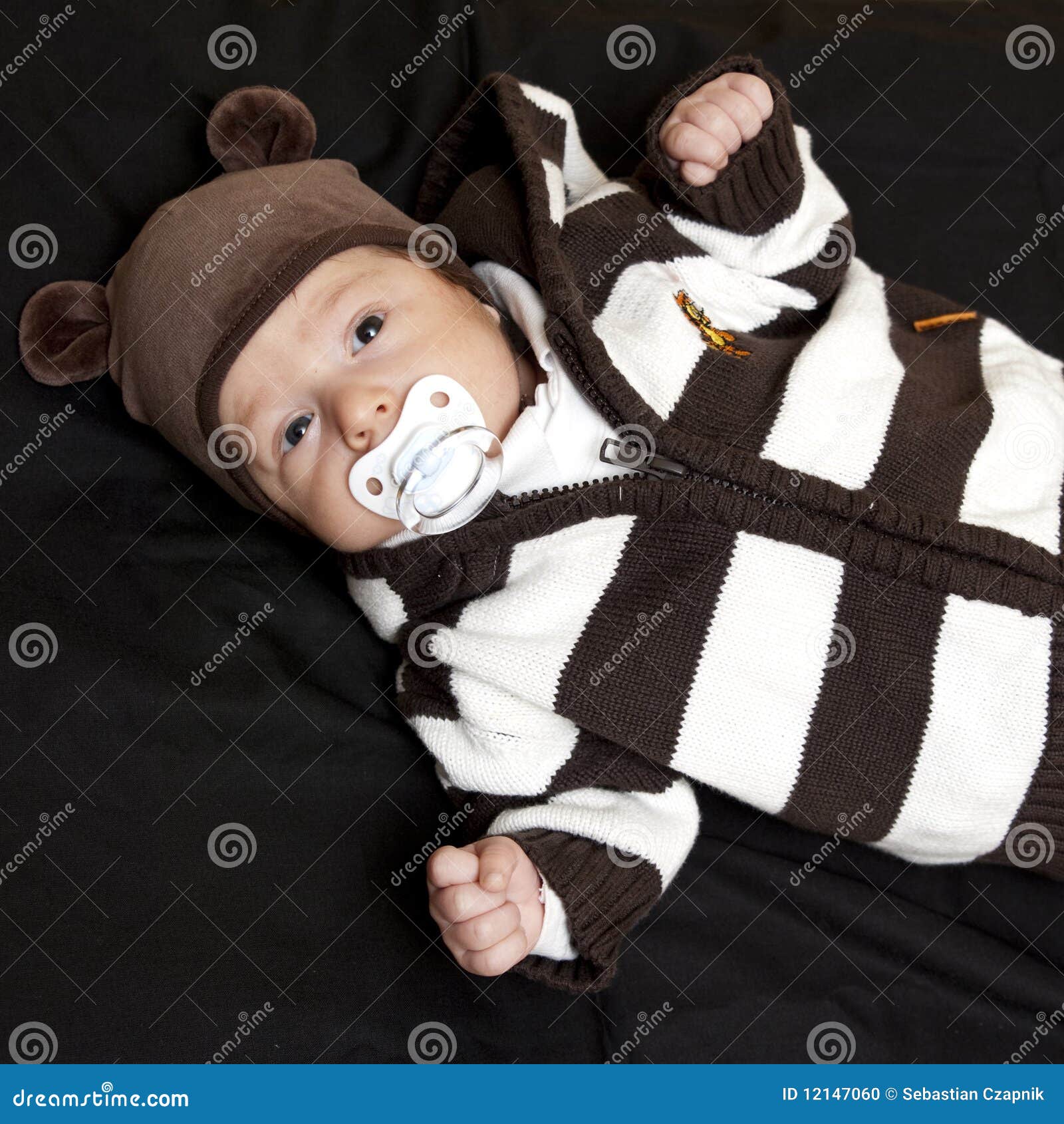 Newborn baby with pacifier stock photo. Image of details 12147060