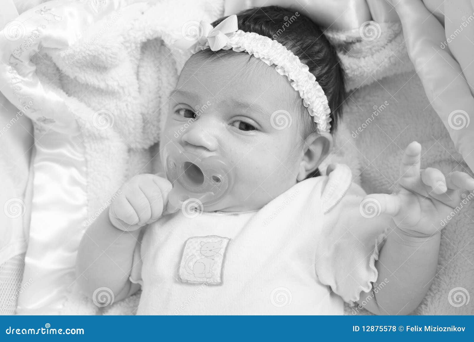 Newborn Baby with a Pacifier Stock Photo Image of black, little 12875578