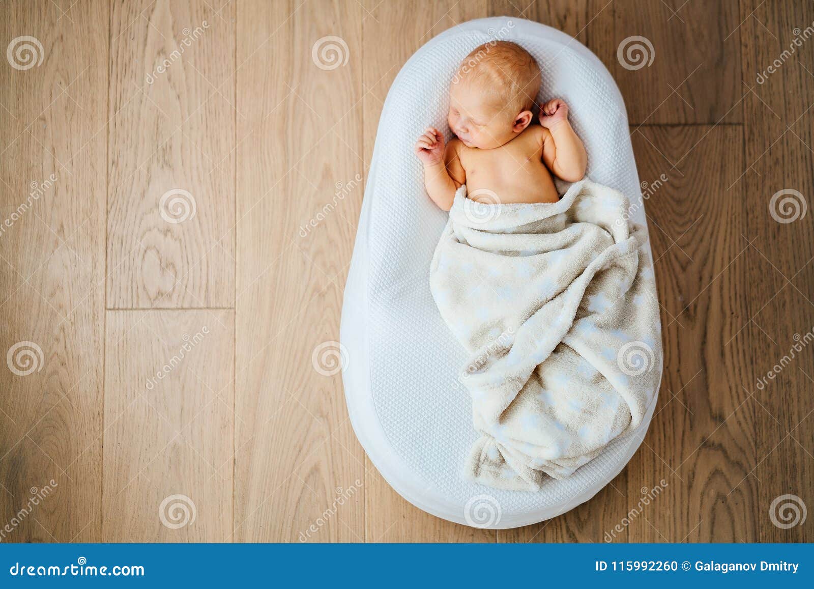 Newborn Baby Quietly Sleeps In A Special Orthopedic Mattress Baby