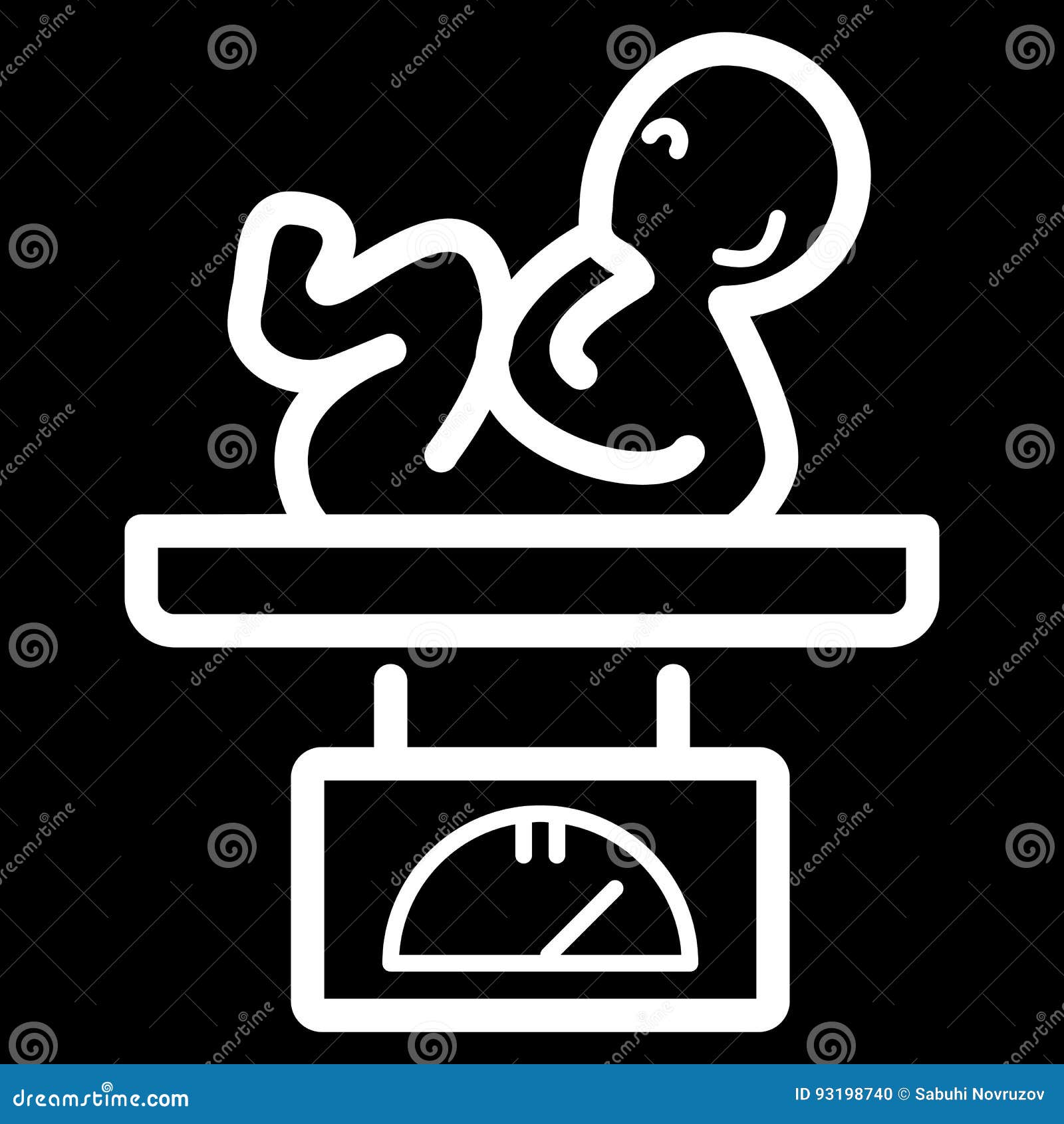 Download Newborn Baby On Scales Vector Icon. Black And White Baby`s ...