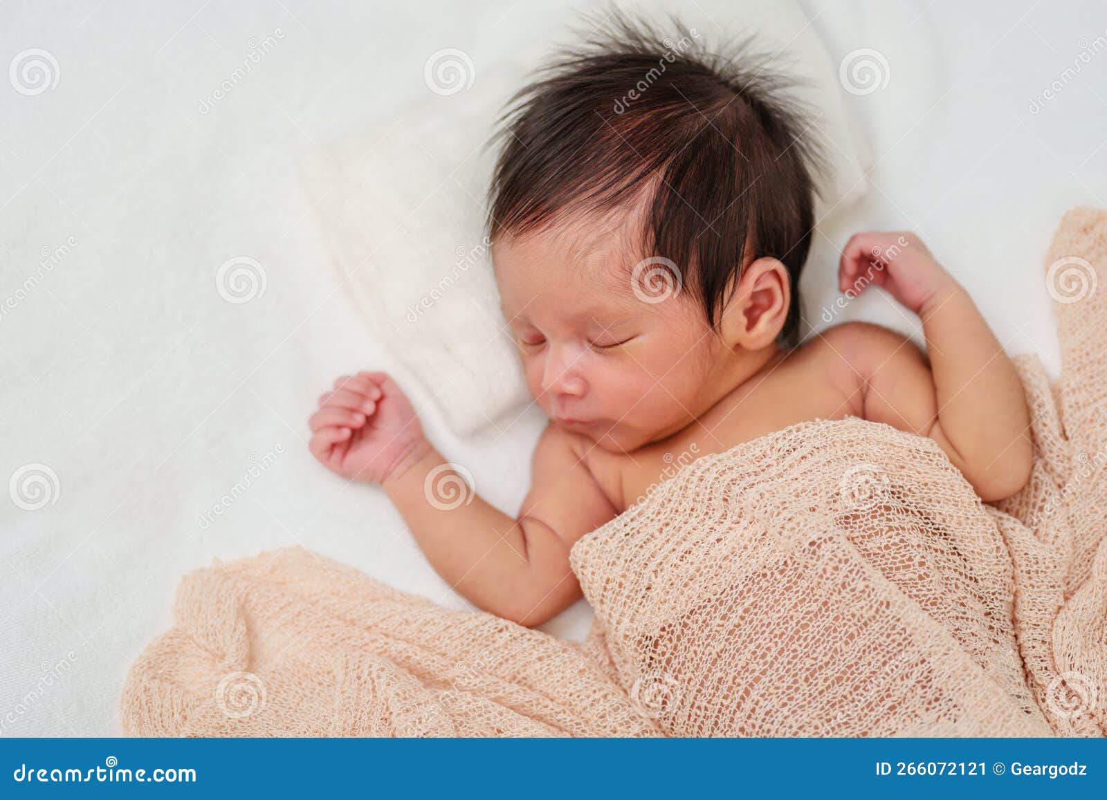 Newborn Baby Sleeping in Blanket on Bed Stock Image Image of lying