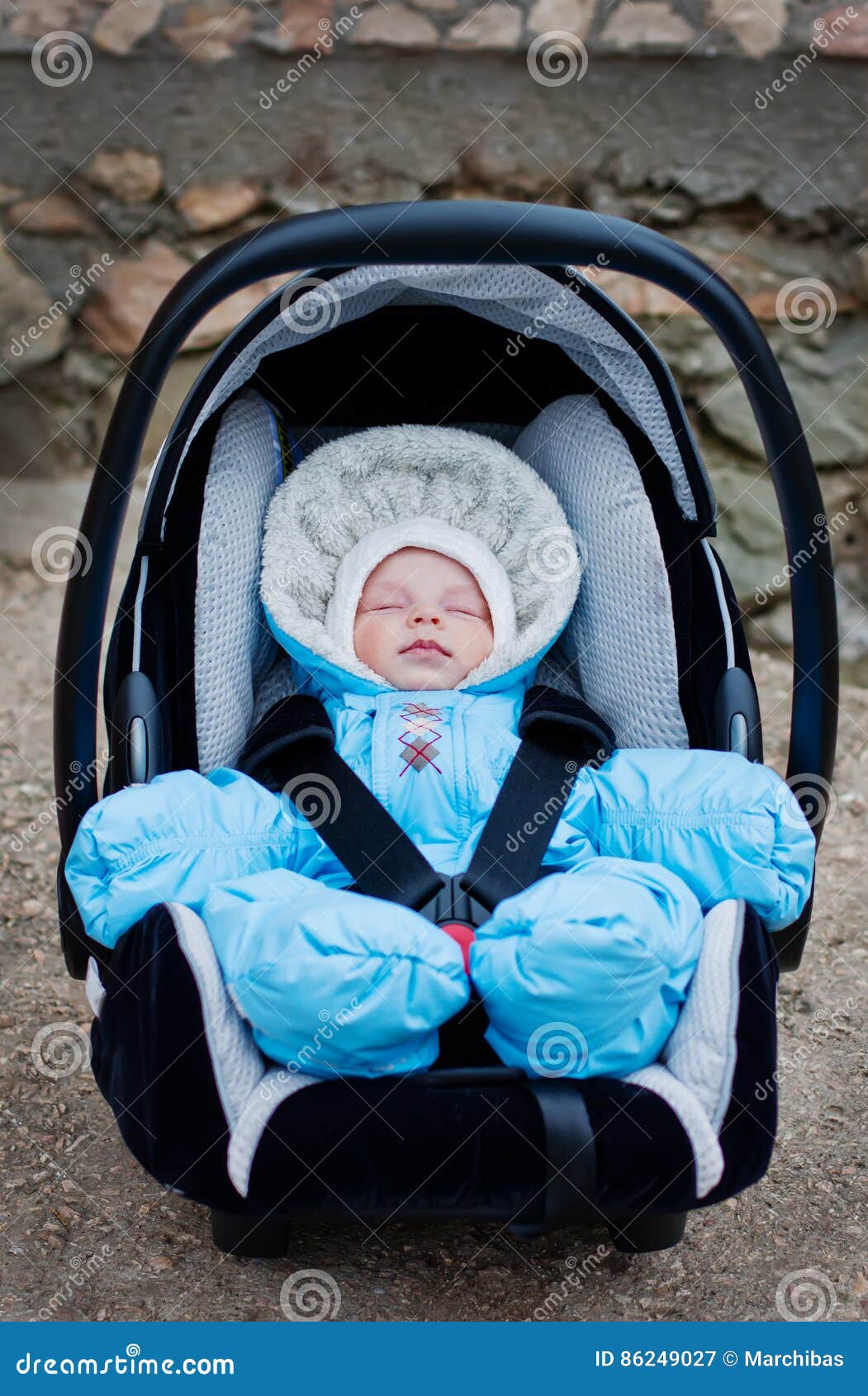 Newborn Boy Sleeping in the Car Seat Stock Image Image of childhood