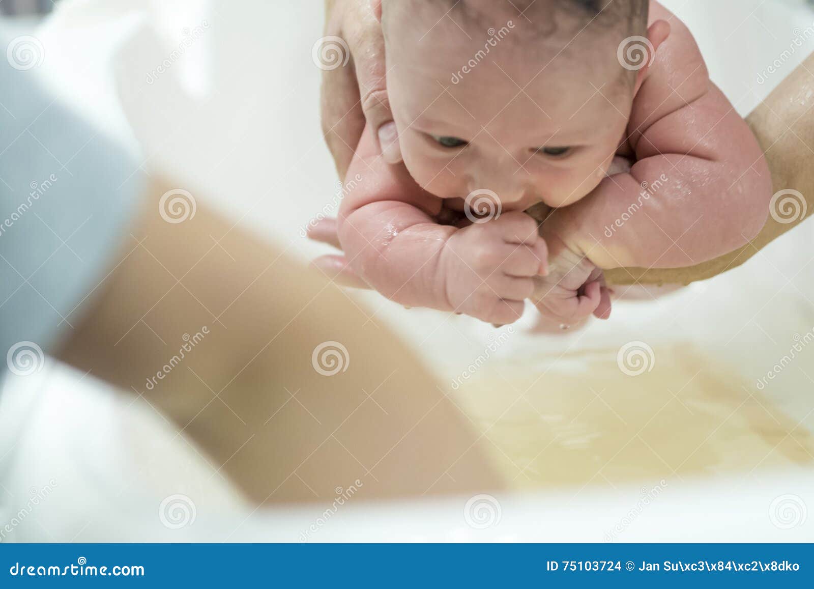 Newborn child bathe stock photo. Image of comfort, closeup 75103724