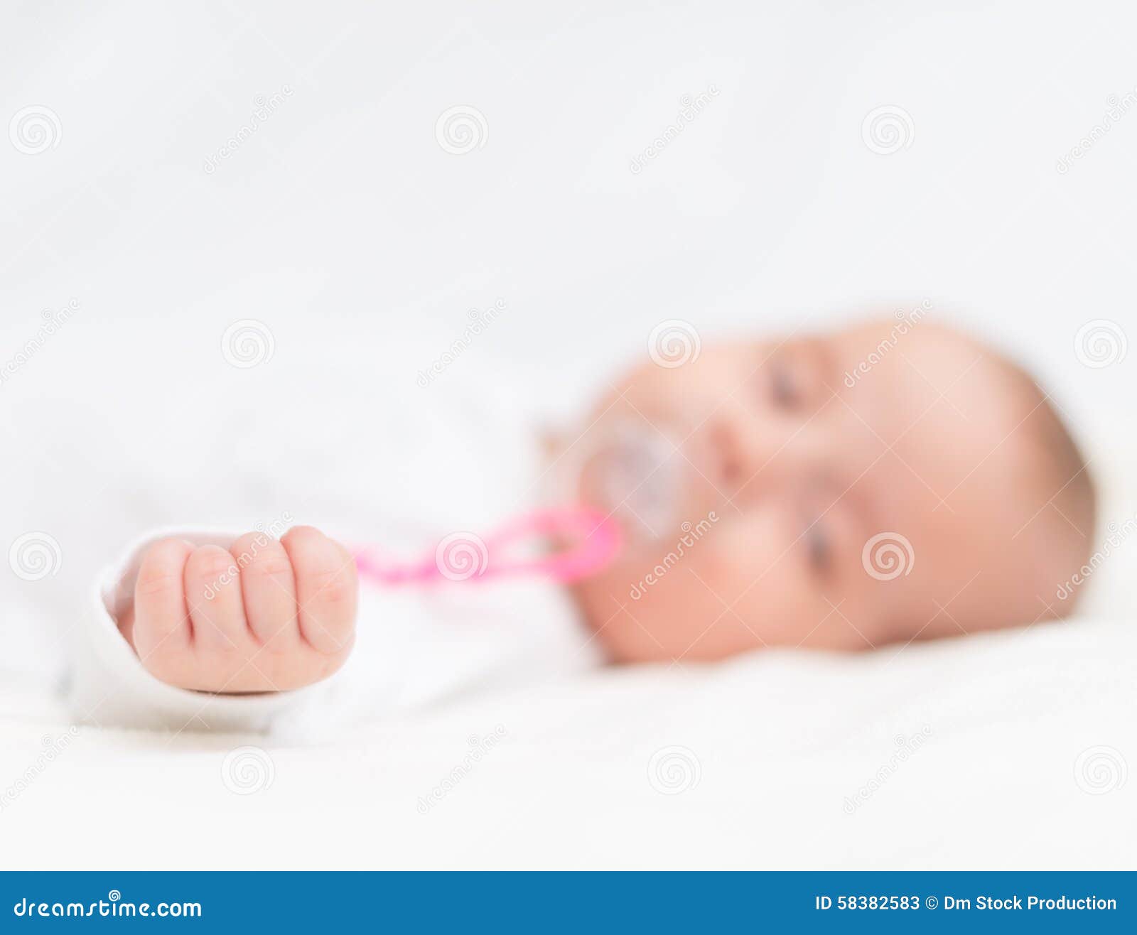 Newborn Little Baby Sleeping on the Bed. Stock Image Image of focus