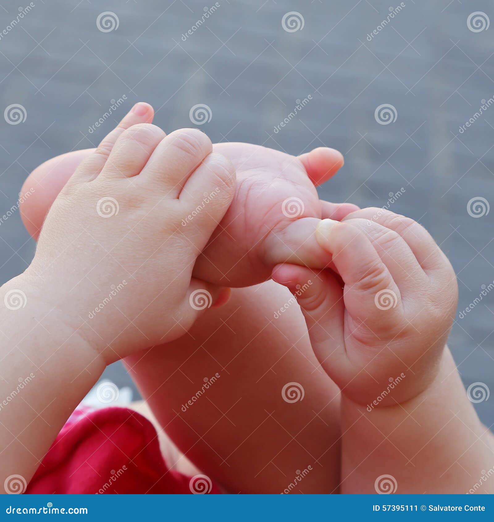 Newborn Plays with Hands and Feet Italy Stock Image Image of care